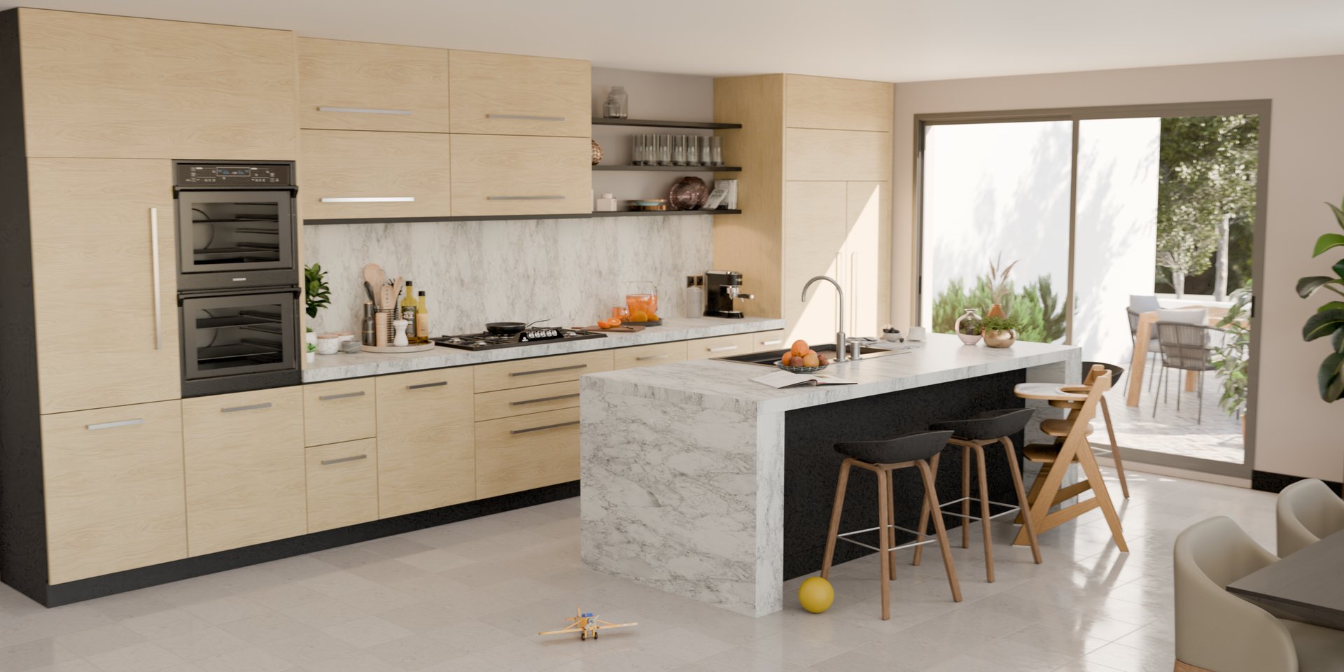 Cuisine moderne avec plan de travail stratifié sur mesure par Sofema