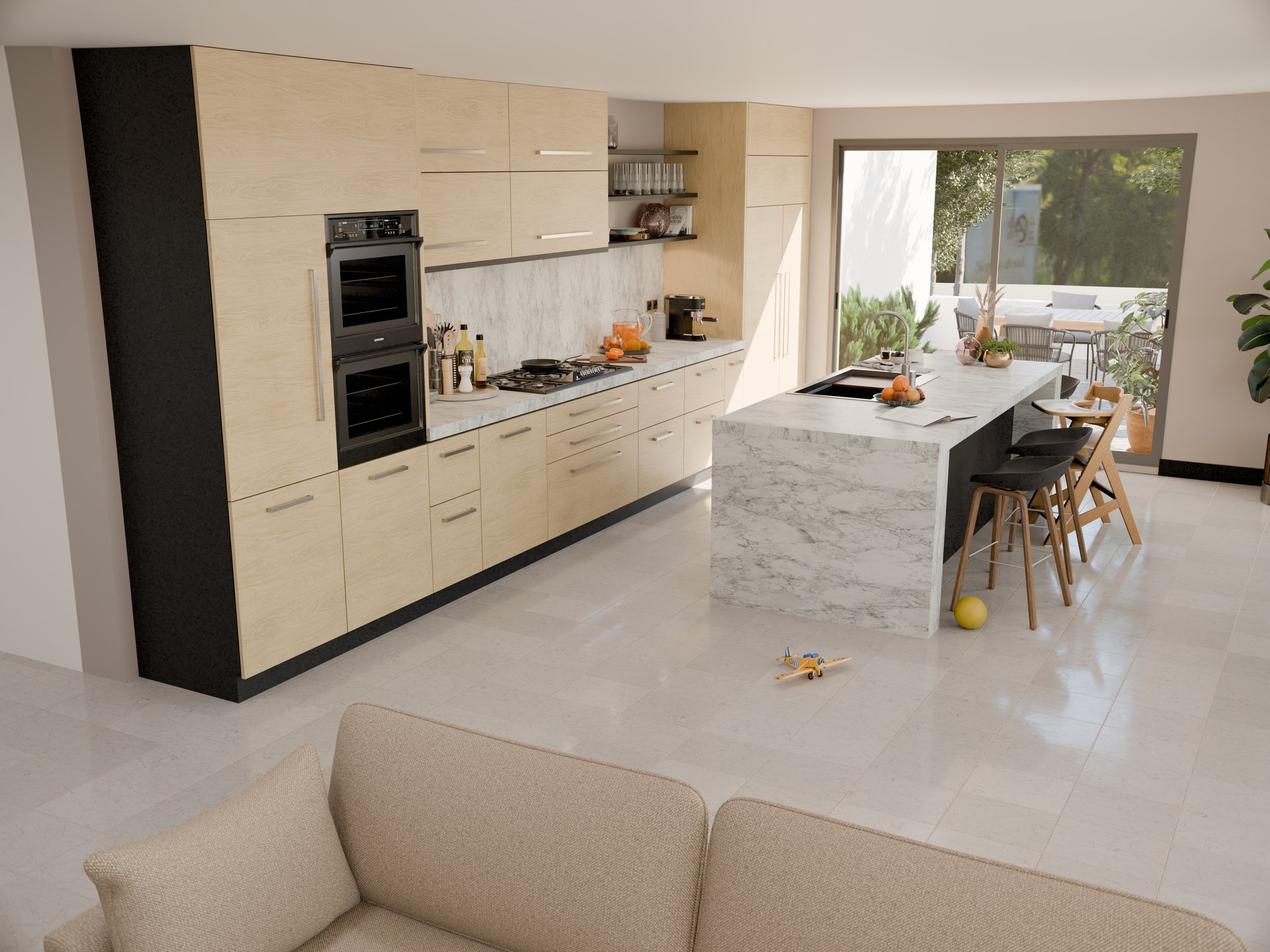 Cuisine moderne avec plan de travail stratifié sur mesure par Sofema, îlot