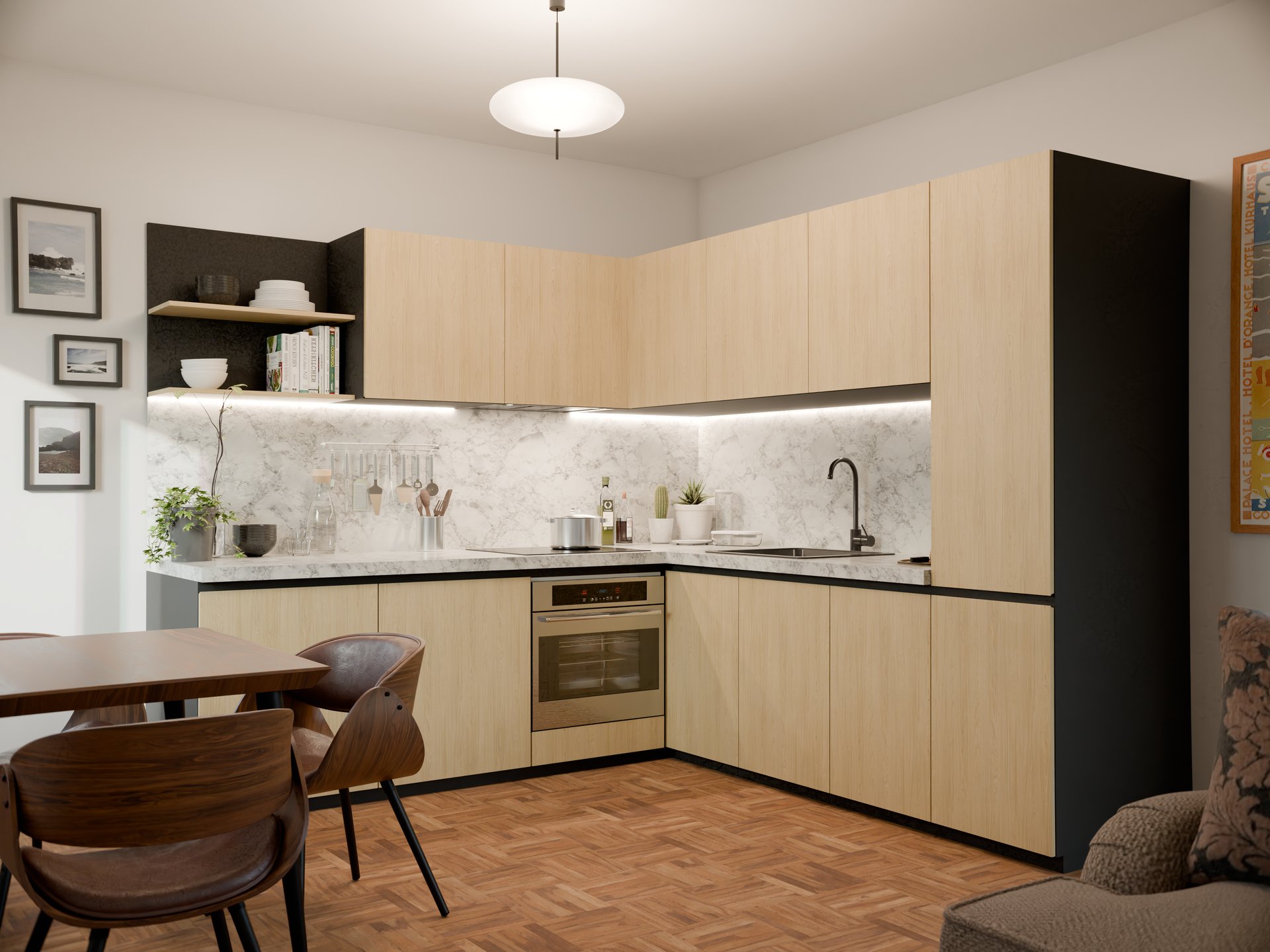 Cuisine moderne avec plan de travail stratifié sur mesure par Sofema