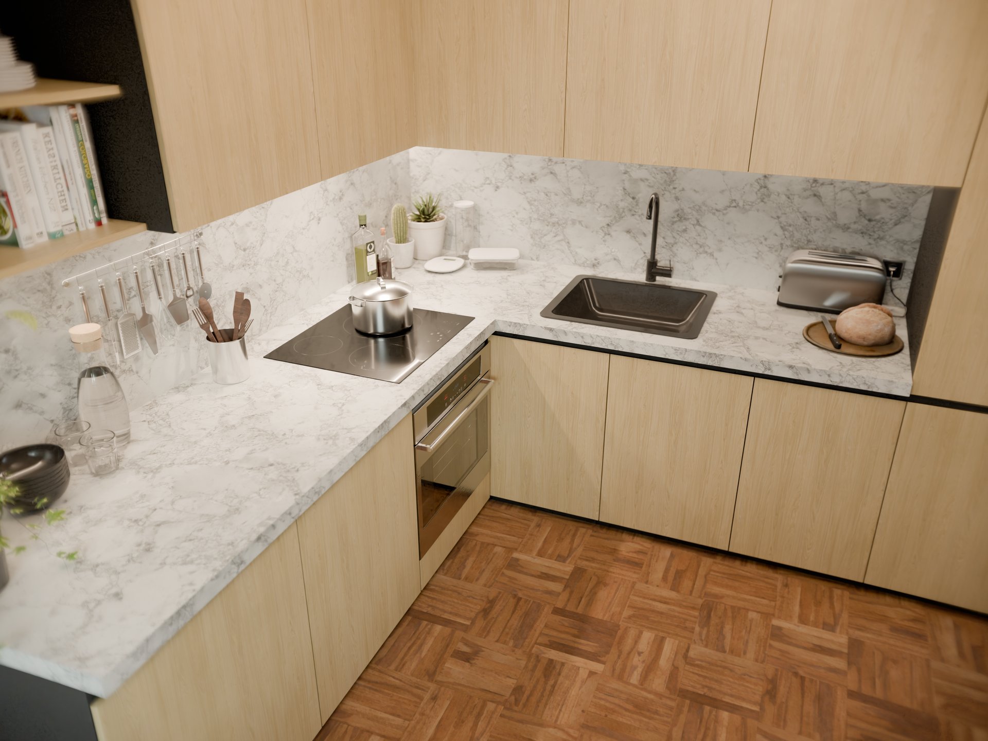 Plan de travail stratifié sur mesure Sofema en cuisine moderne avec évier et