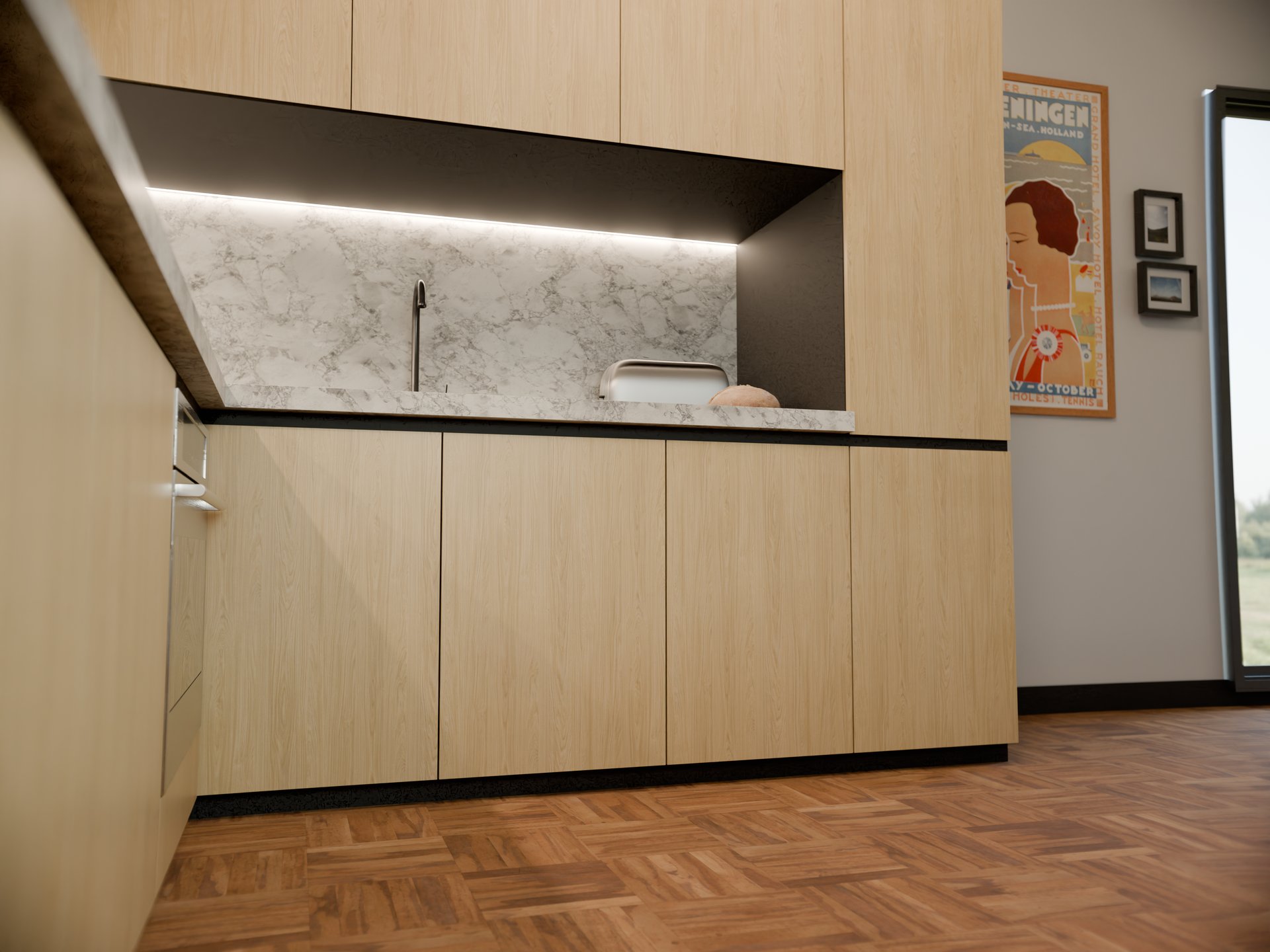 Plan de travail stratifié sur mesure dans une cuisine moderne, par Sofema