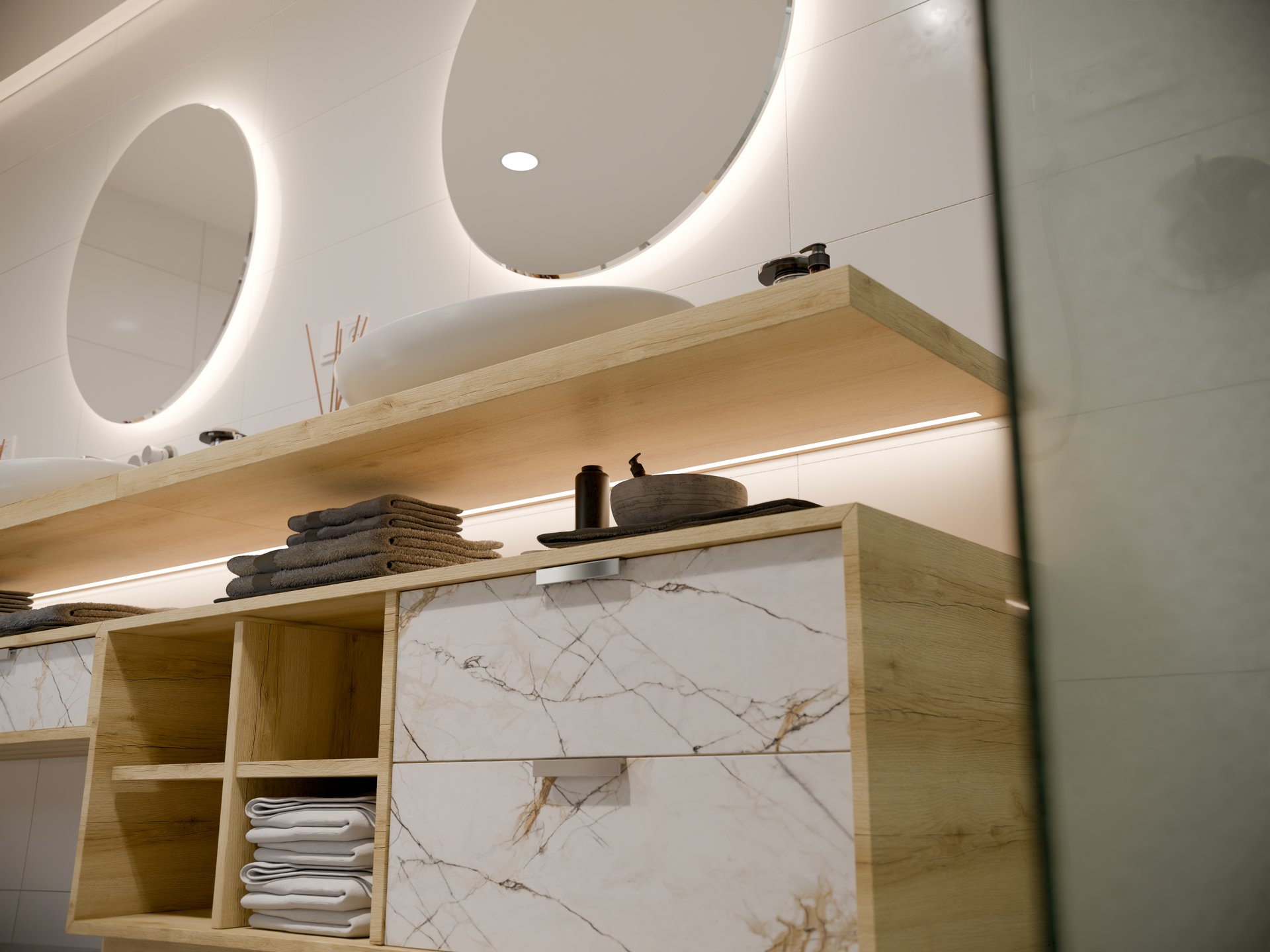 Plan de travail stratifié sur mesure Sofema avec vasque et meuble suspendu