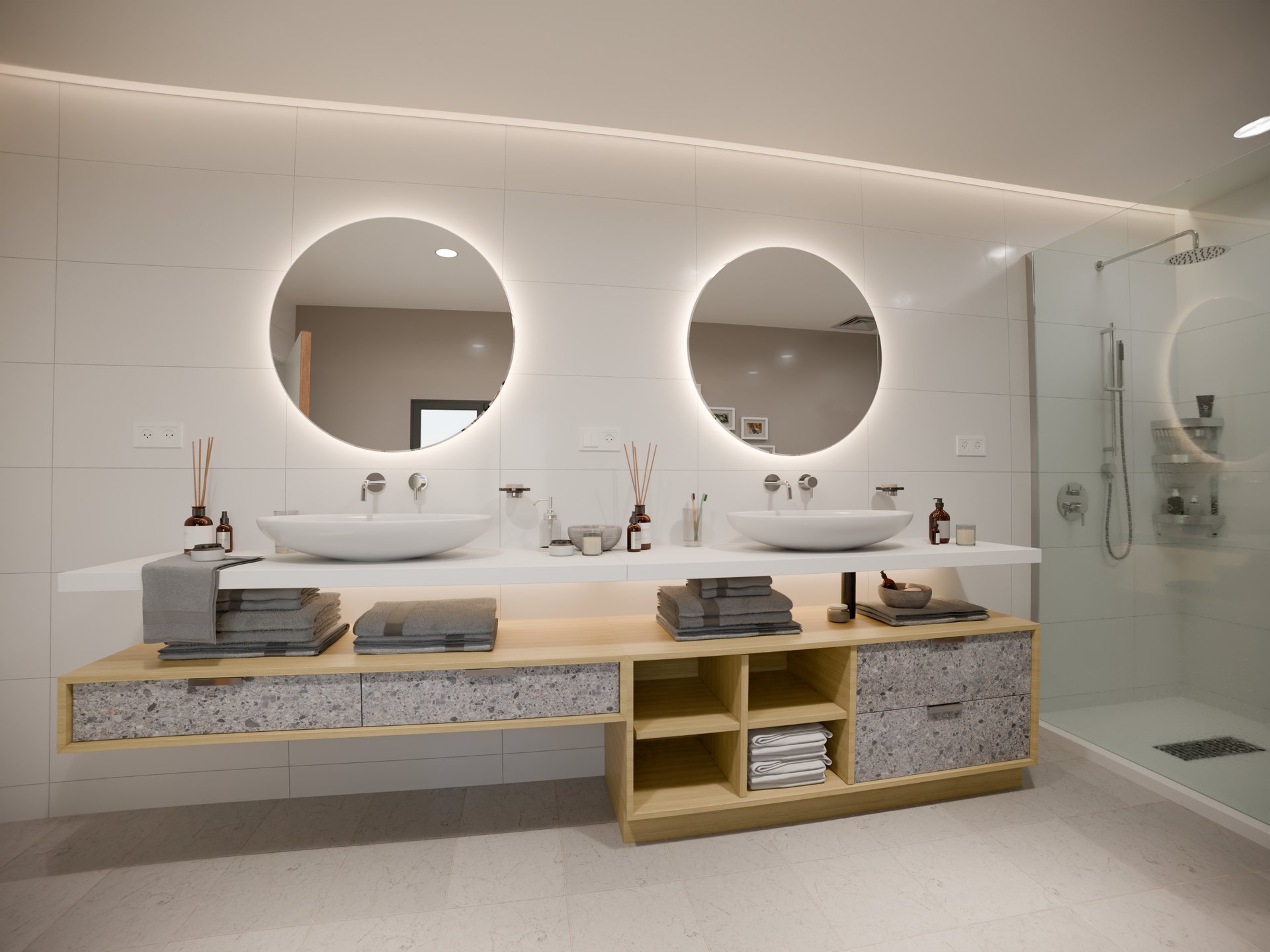 Double vasque sur plan de travail stratifié sur mesure Sofema