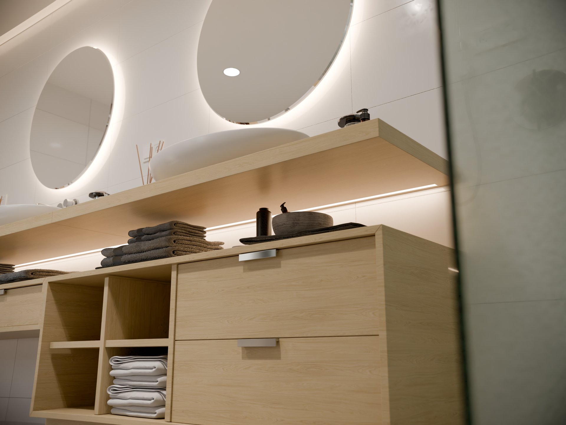 Plan de travail stratifié sur mesure Sofema pour meuble vasque salle de bain