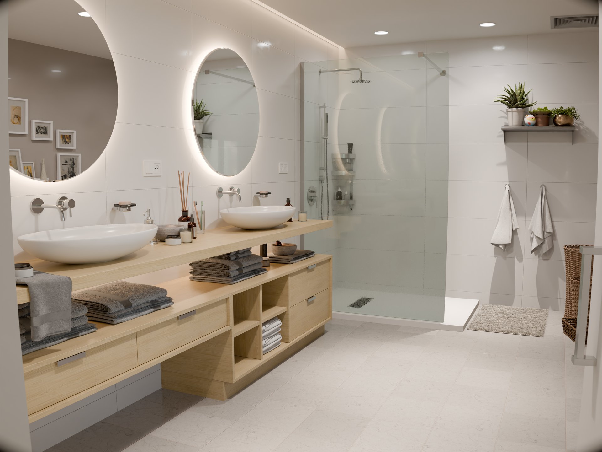 Plan de travail stratifié sur mesure Sofema pour meuble double vasque salle de