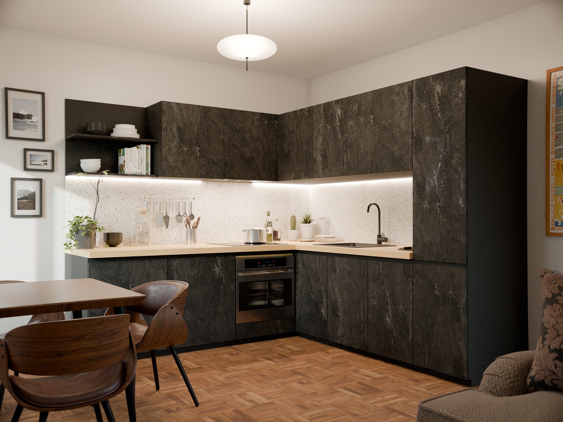 Cuisine moderne avec plan de travail stratifié sur mesure par Sofema