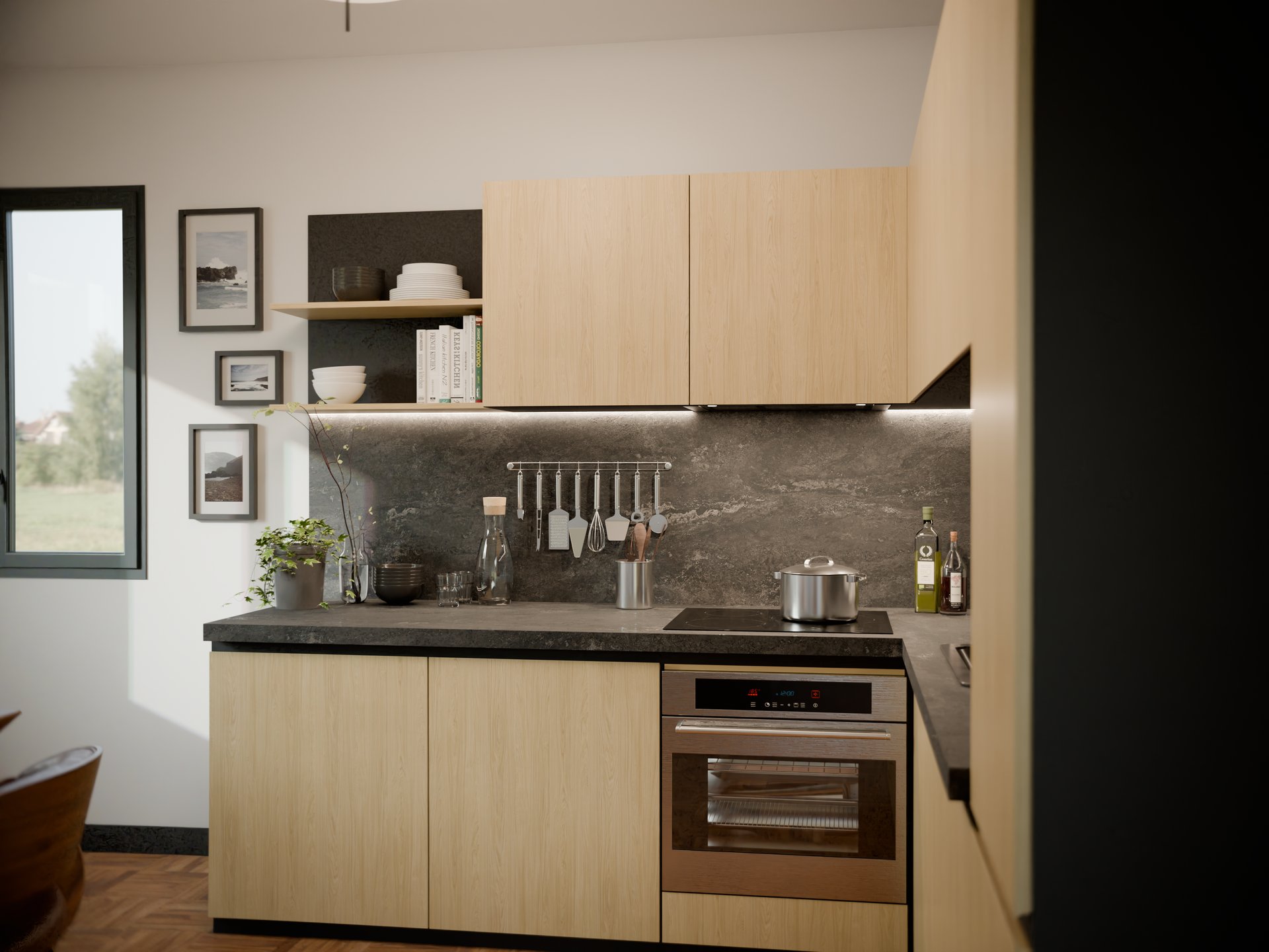 Cuisine moderne avec plan de travail stratifié sur mesure par Sofema