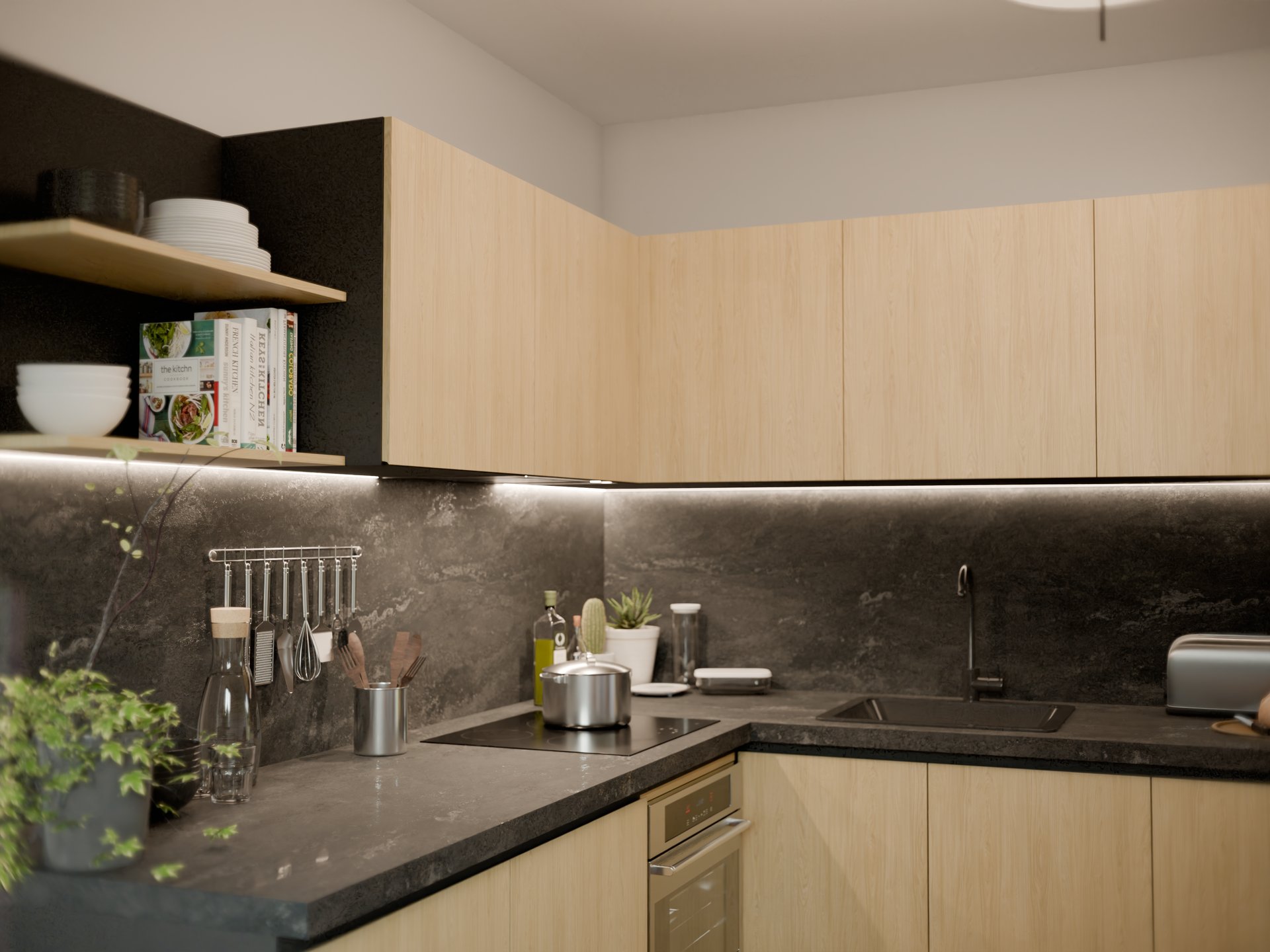 Cuisine moderne avec plan de travail stratifié sur mesure par Sofema,