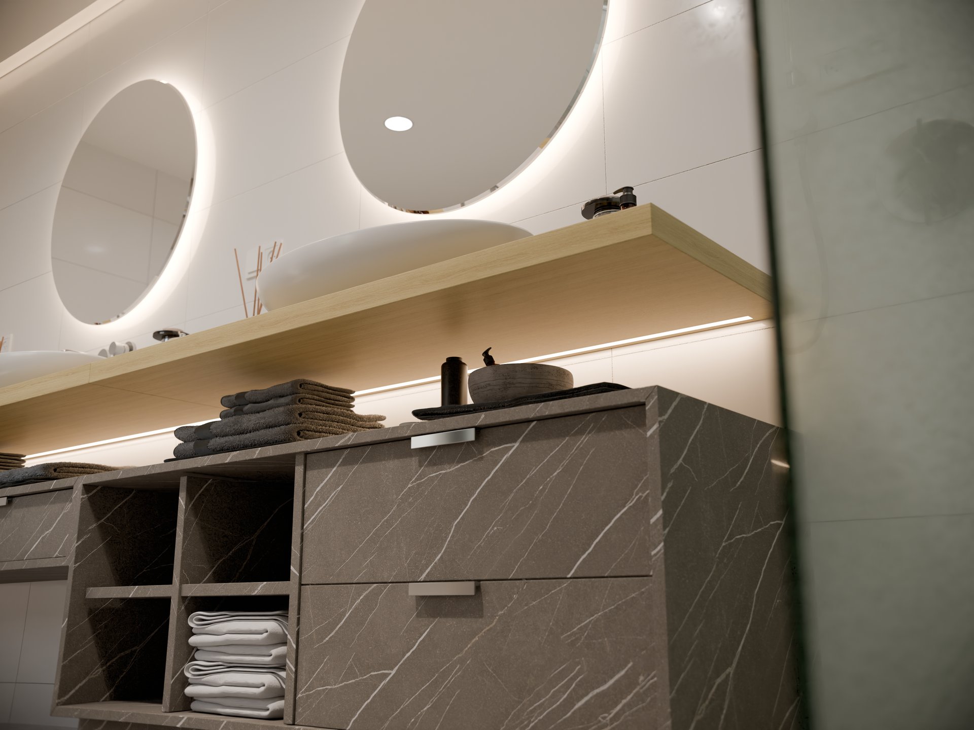 Meuble vasque avec plan de travail stratifié sur mesure Sofema