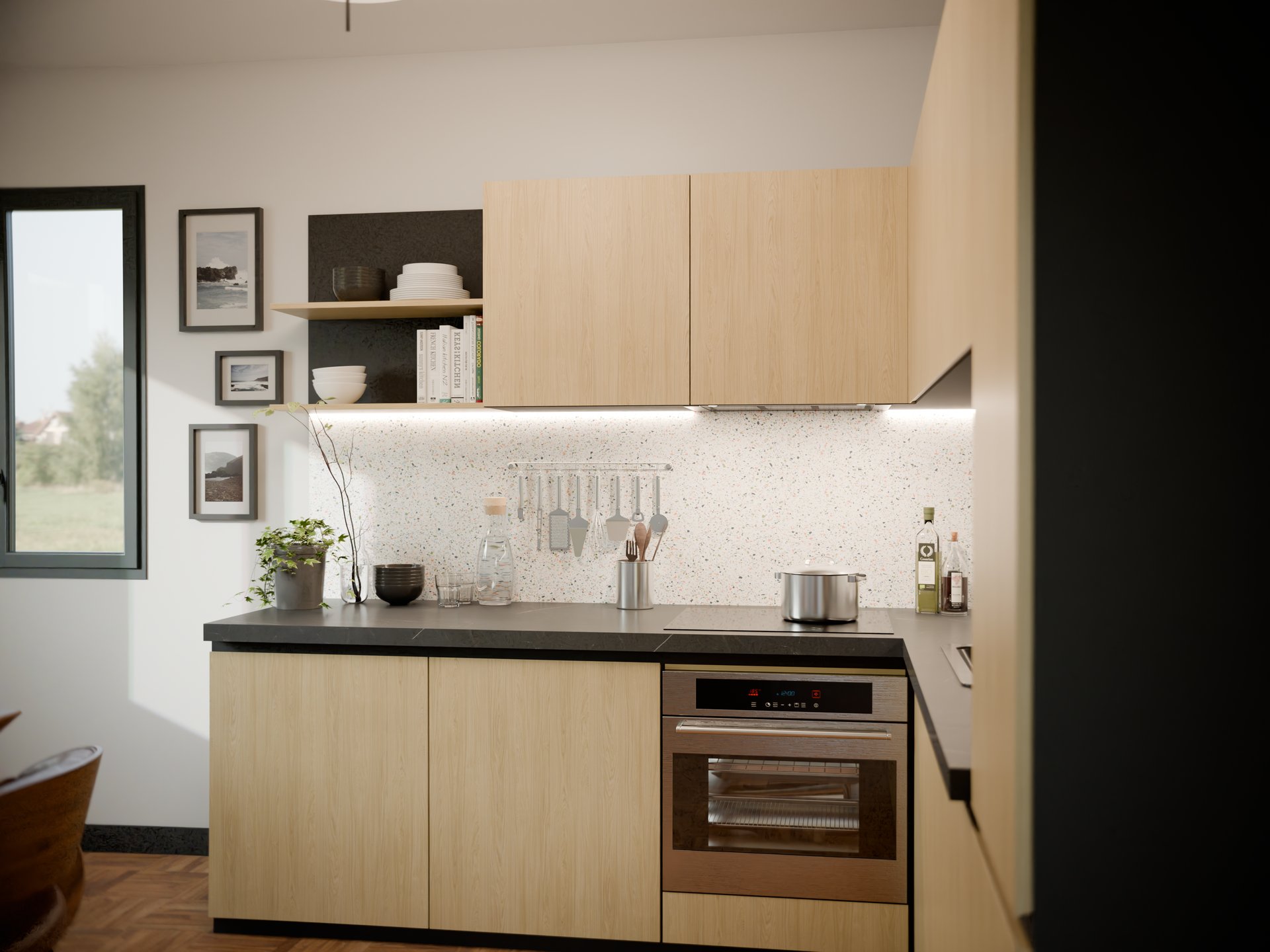 Cuisine moderne avec plan de travail stratifié sur mesure par Sofema