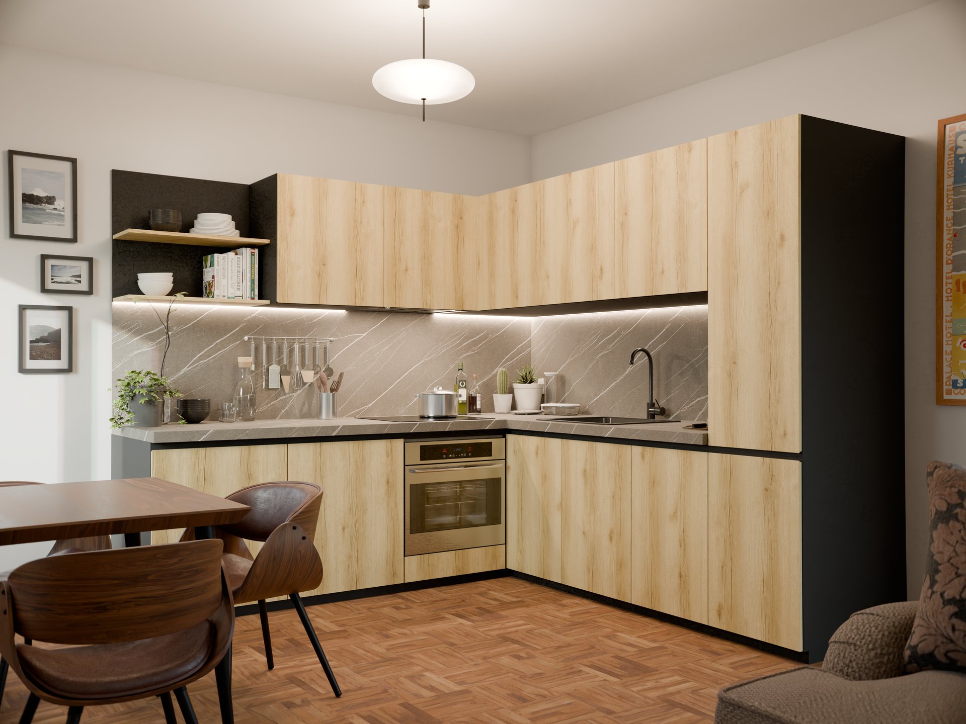 Cuisine moderne avec plan de travail stratifié sur mesure par Sofema