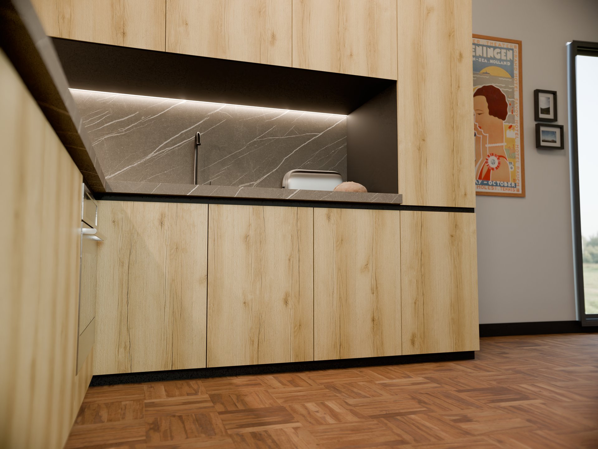 Plan de travail stratifié sur mesure de Sofema avec évier intégré