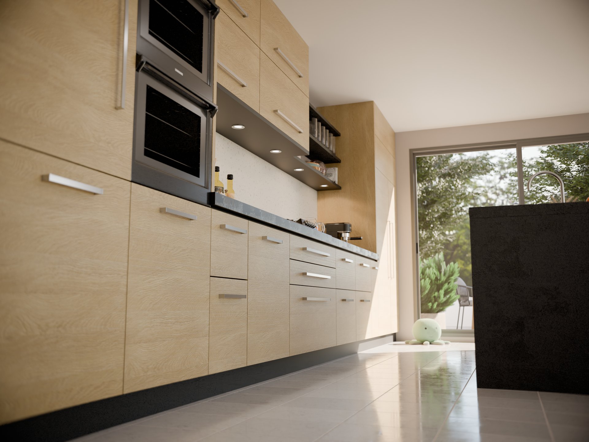 Cuisine moderne avec plan de travail stratifié sur mesure Sofema