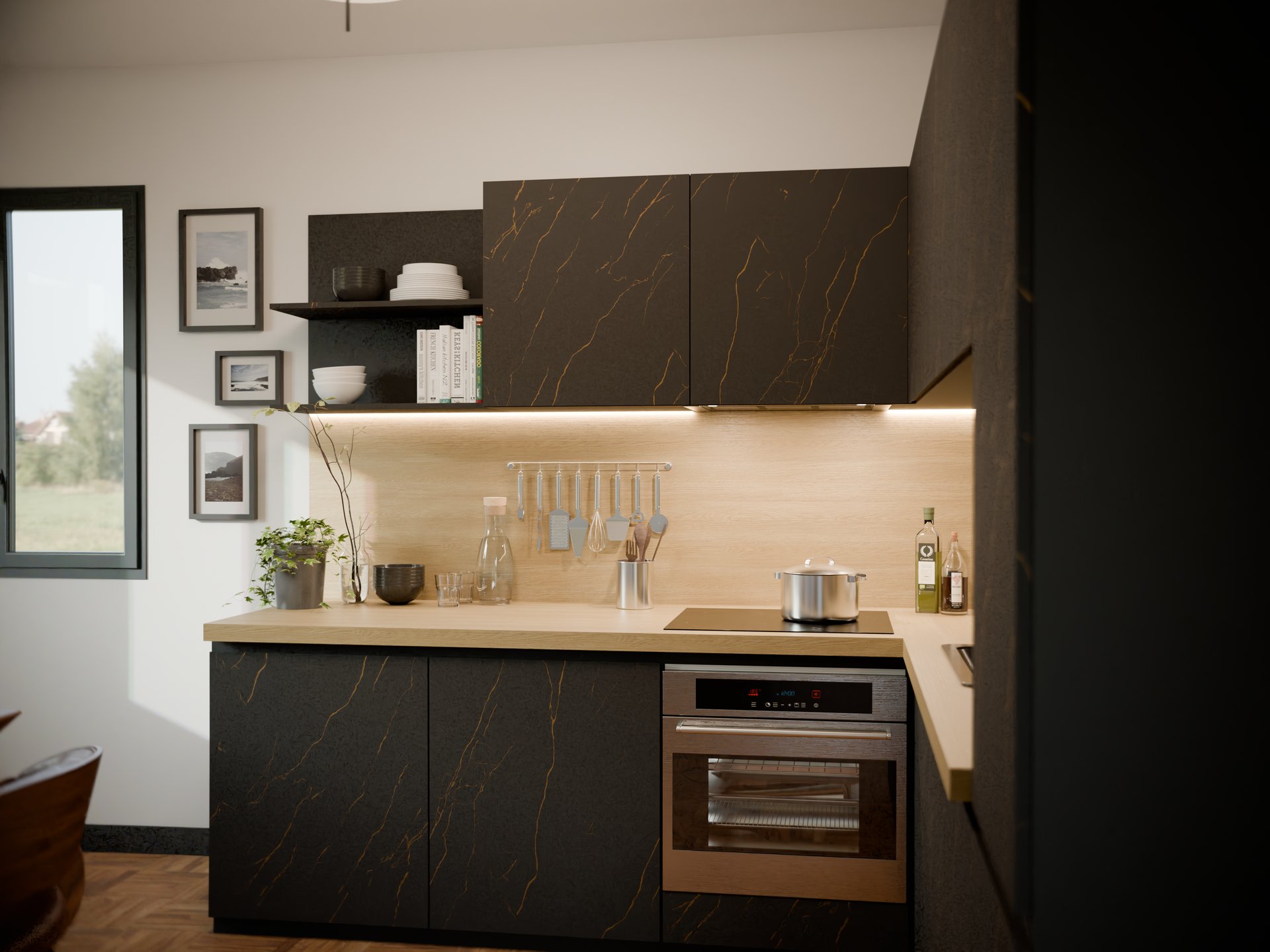 Plan de travail stratifié sur mesure par Sofema dans une cuisine moderne