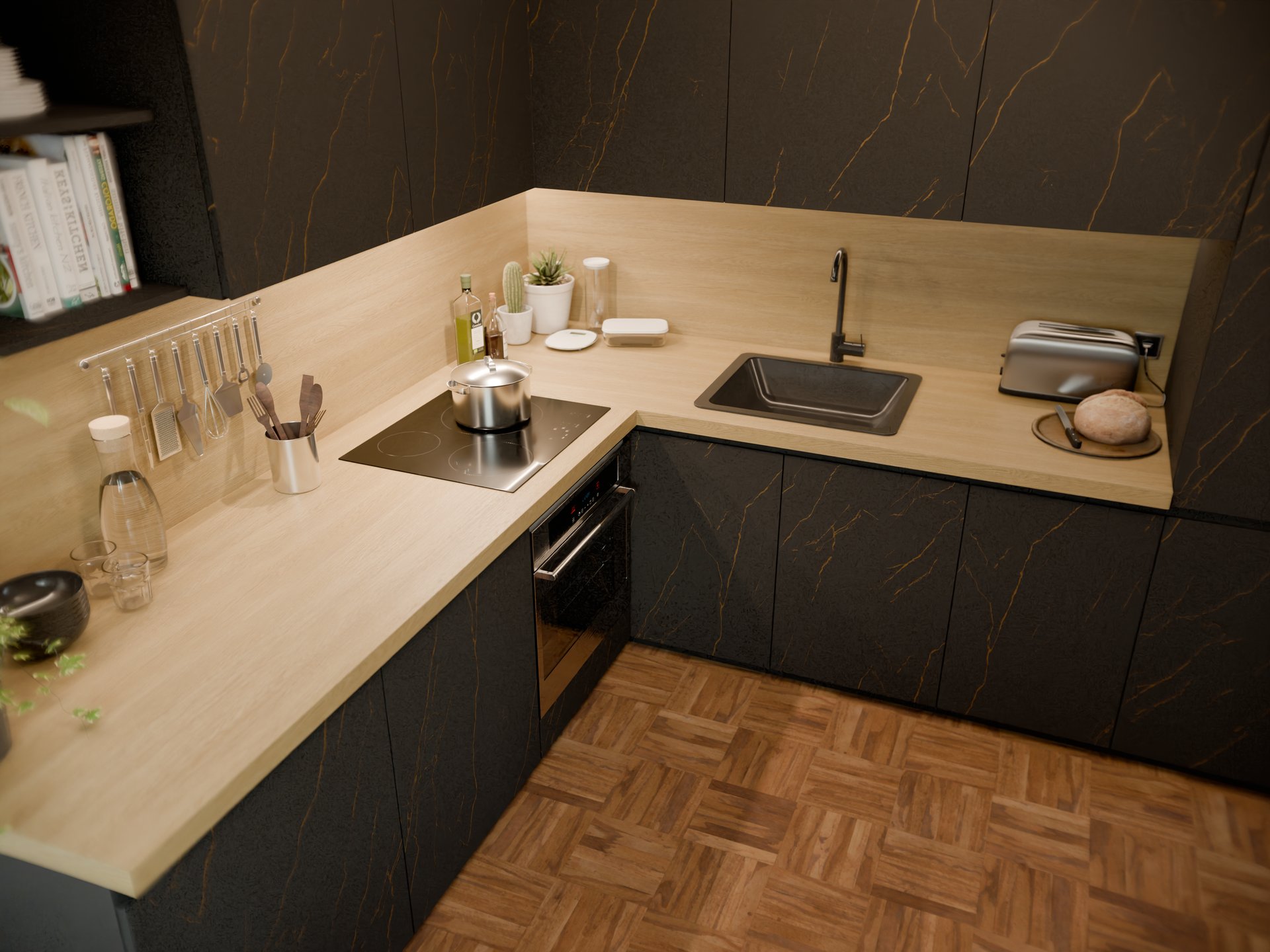 Plan de travail stratifié sur mesure Sofema en cuisine moderne avec évier et