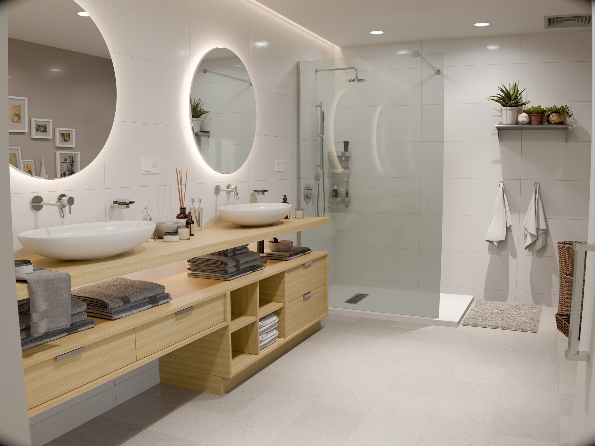 Plan de travail stratifié sur mesure Sofema pour meuble vasque double salle de