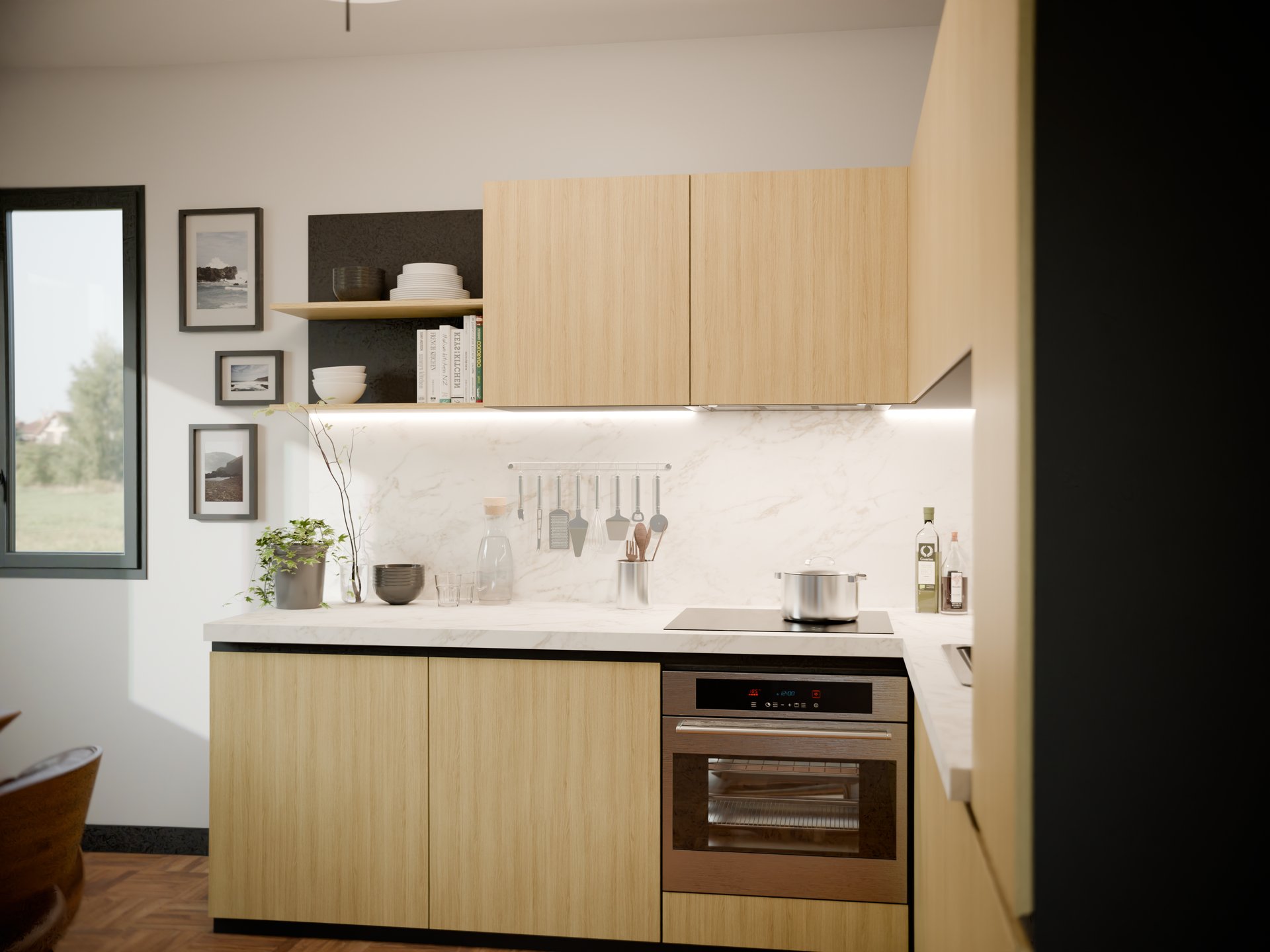 Cuisine moderne avec plan de travail stratifié sur mesure de Sofema