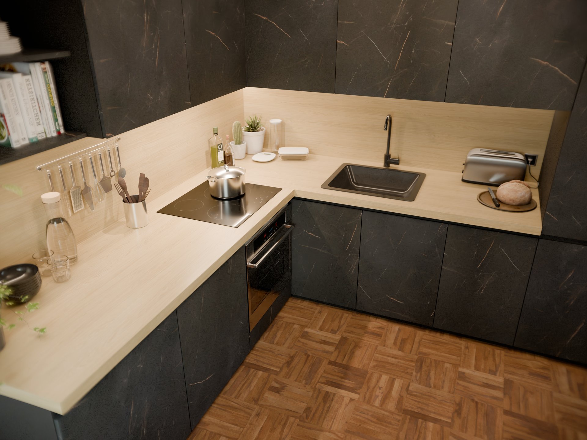 Cuisine moderne avec plan de travail stratifié sur mesure par Sofema