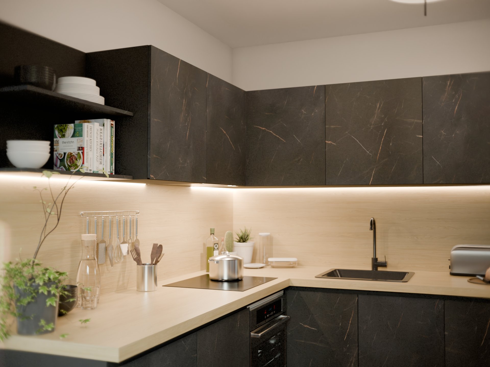 Plan de travail stratifié sur mesure Sofema dans une cuisine moderne