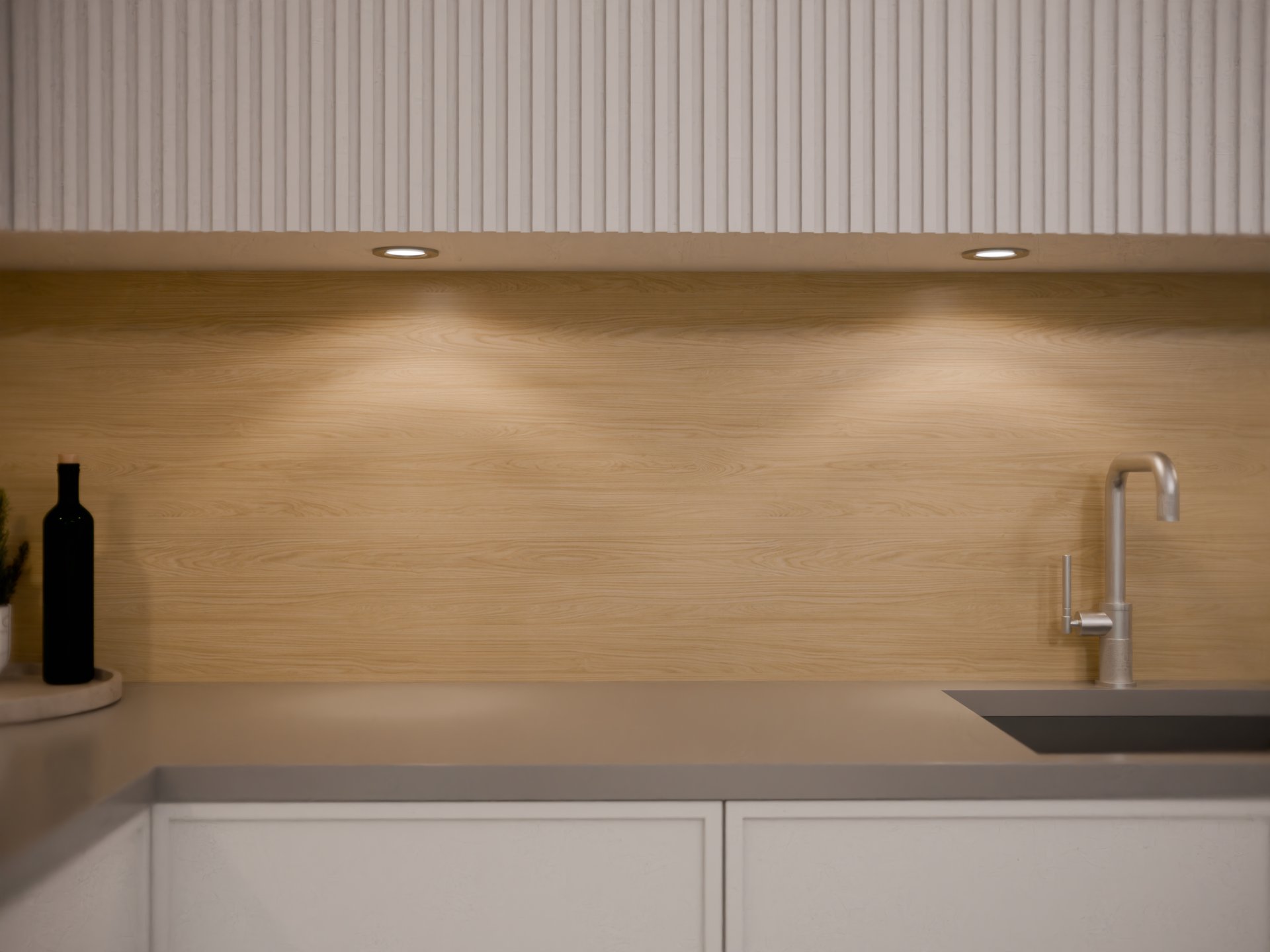 Plan de travail stratifié sur mesure Sofema avec évier et robinet inox