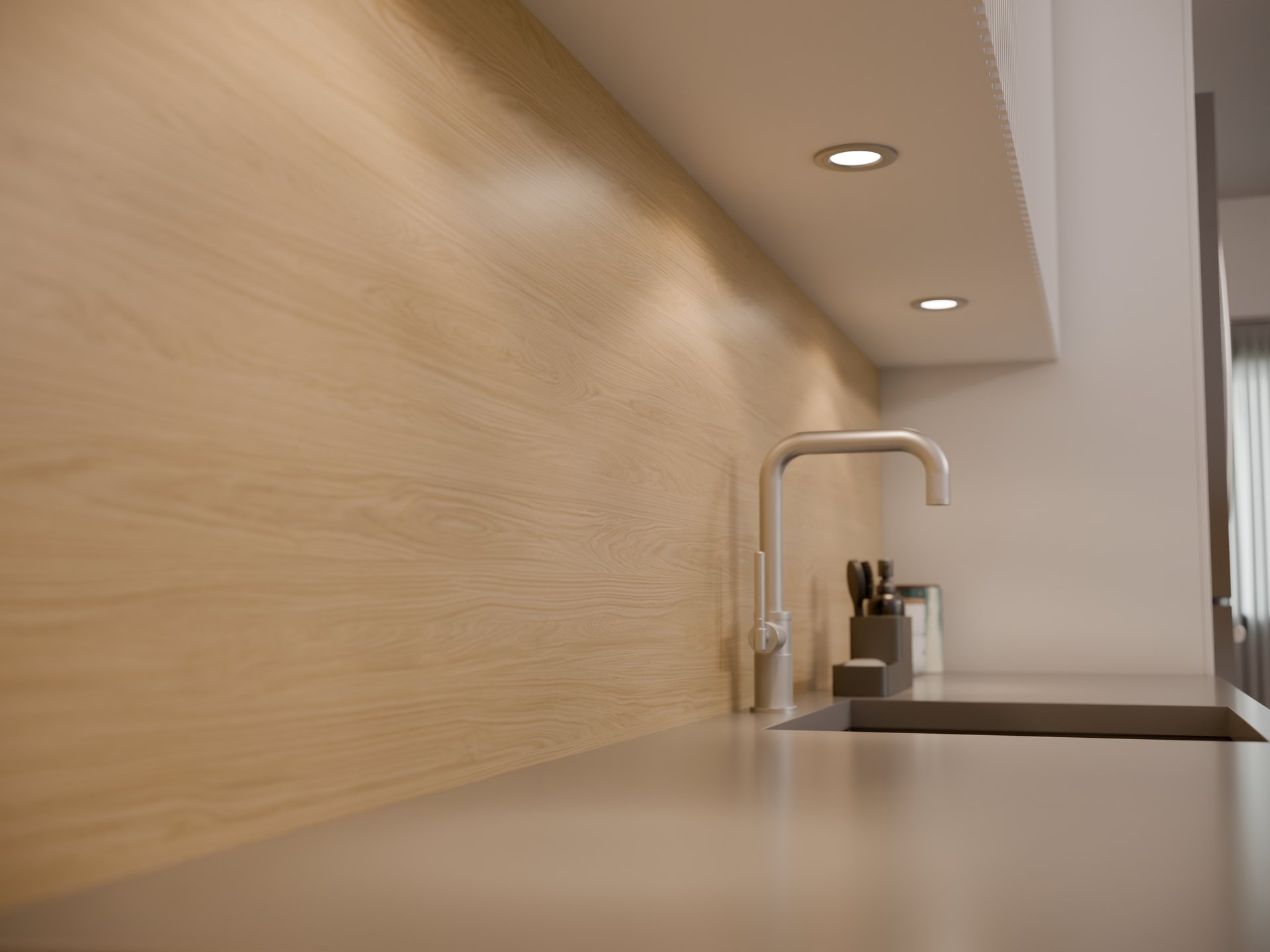 Plan de travail stratifié sur mesure Sofema avec évier et robinet intégré