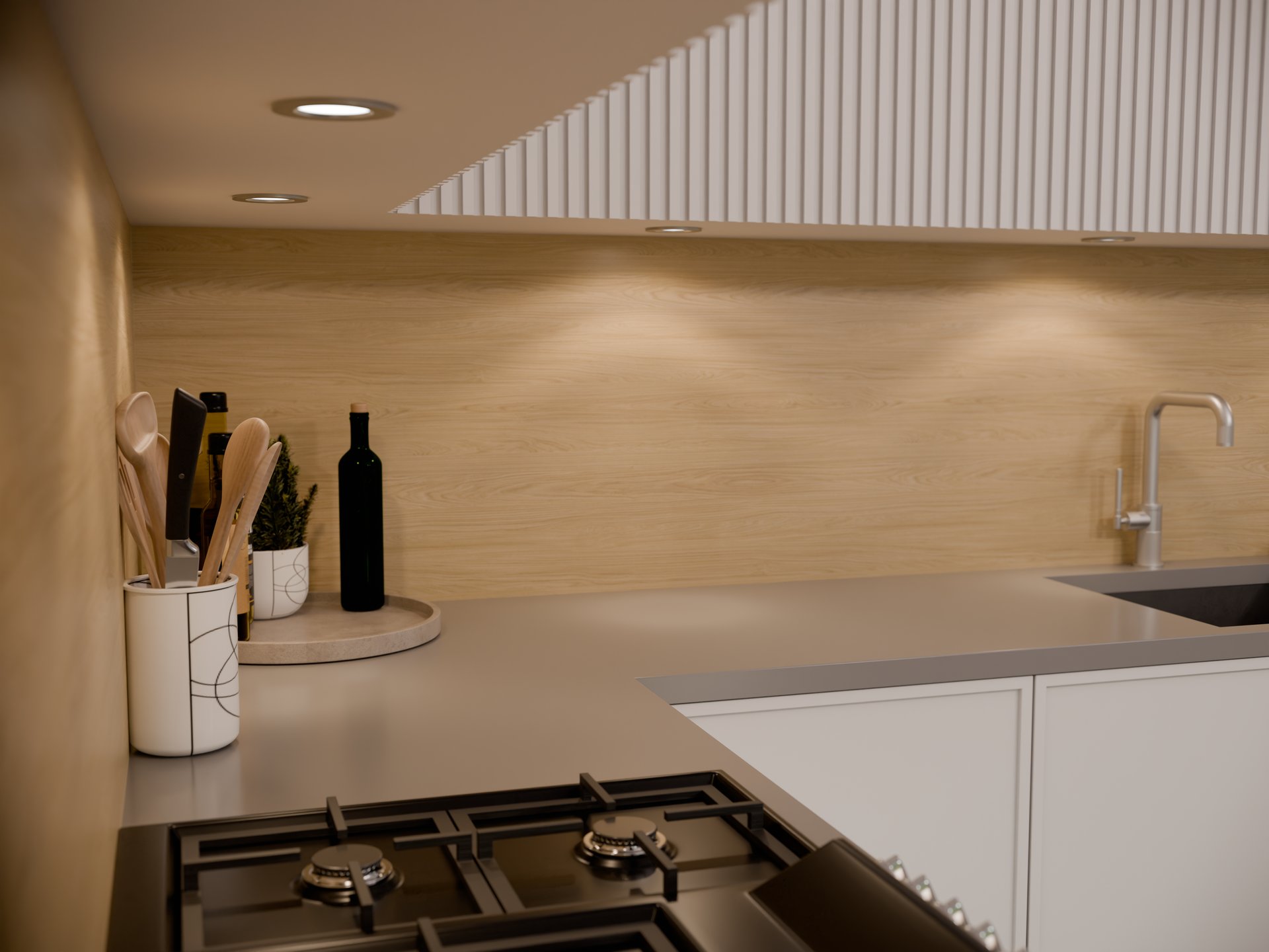 Plan de travail stratifié sur mesure Sofema dans une cuisine moderne