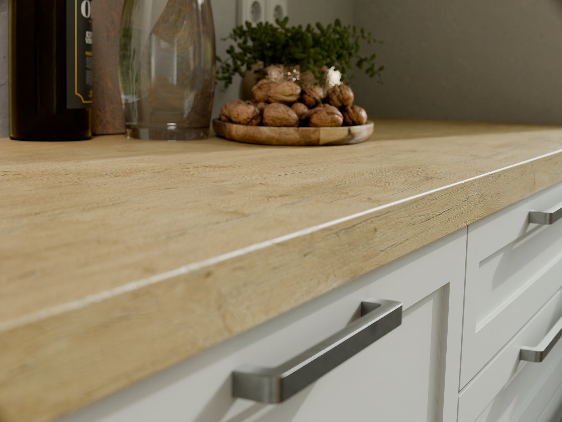 Plan de travail stratifié sur mesure par Sofema avec finition bois.