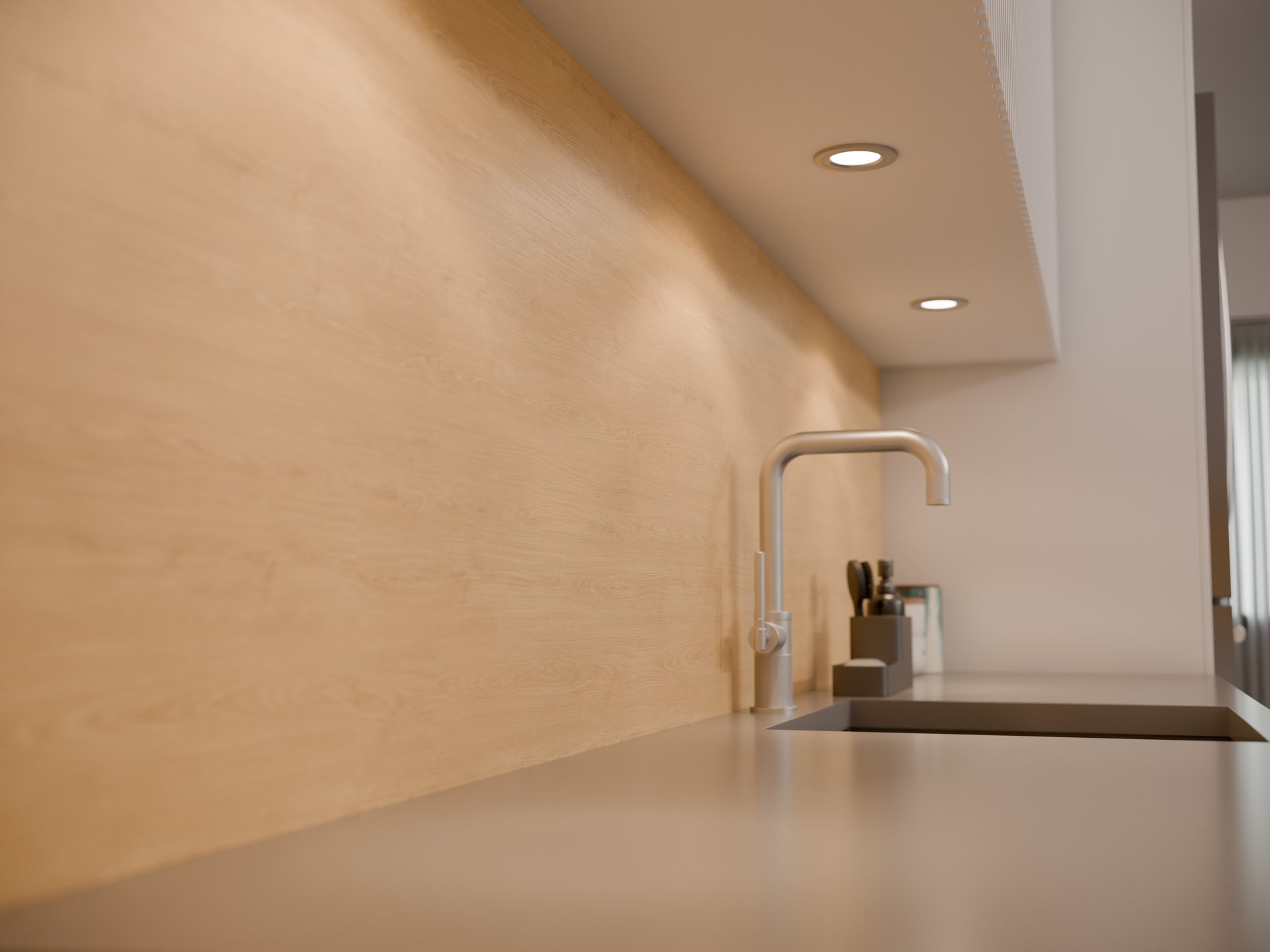 Plan de travail stratifié sur mesure Sofema avec évier et robinet intégré