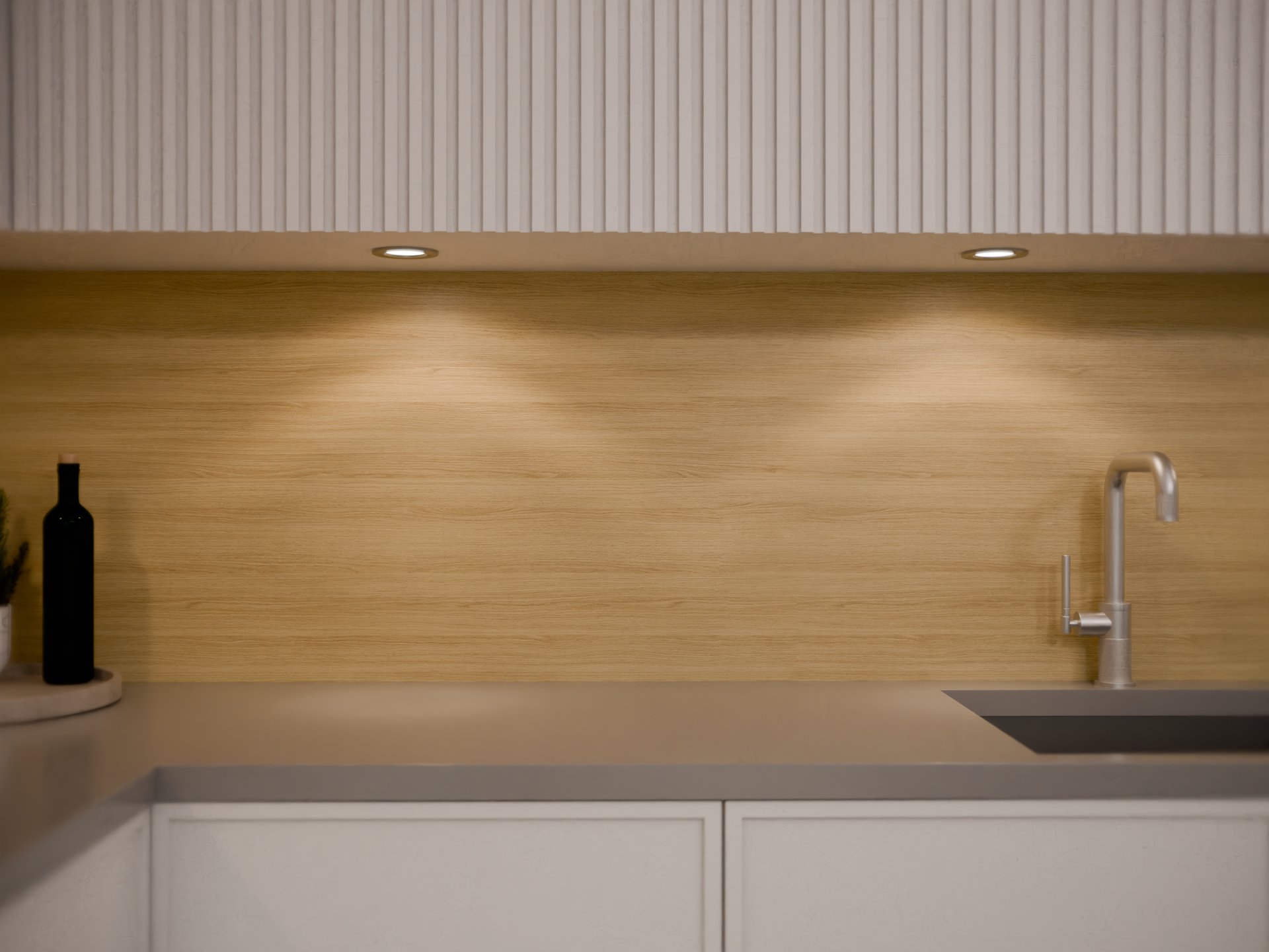 Plan de travail stratifié sur mesure Sofema avec évier et robinet intégré