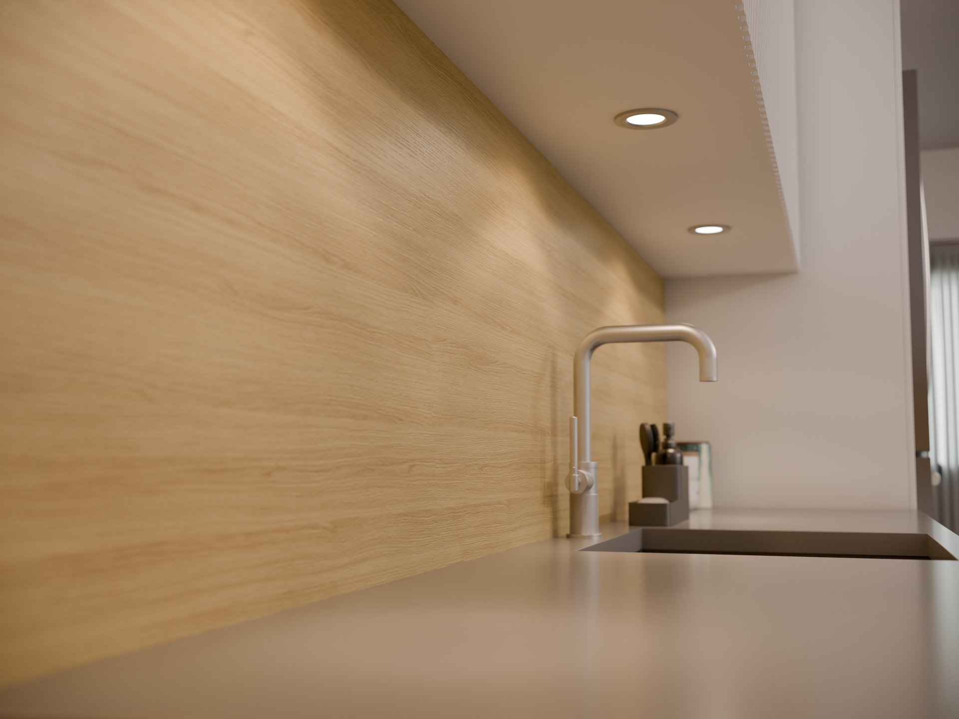 Plan de travail stratifié sur mesure Sofema avec évier et robinet intégré