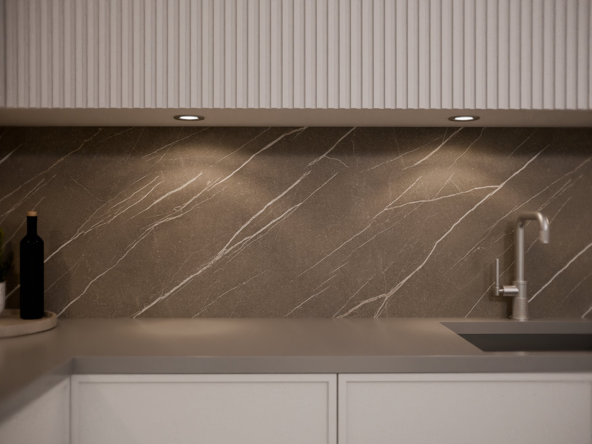 Plan de travail stratifié sur mesure Sofema, cuisine avec évier intégré