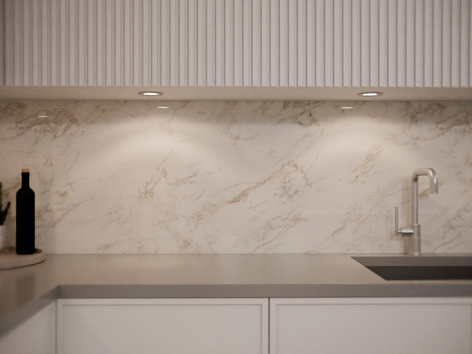 Plan de travail stratifié sur mesure Sofema avec évier et robinet inox