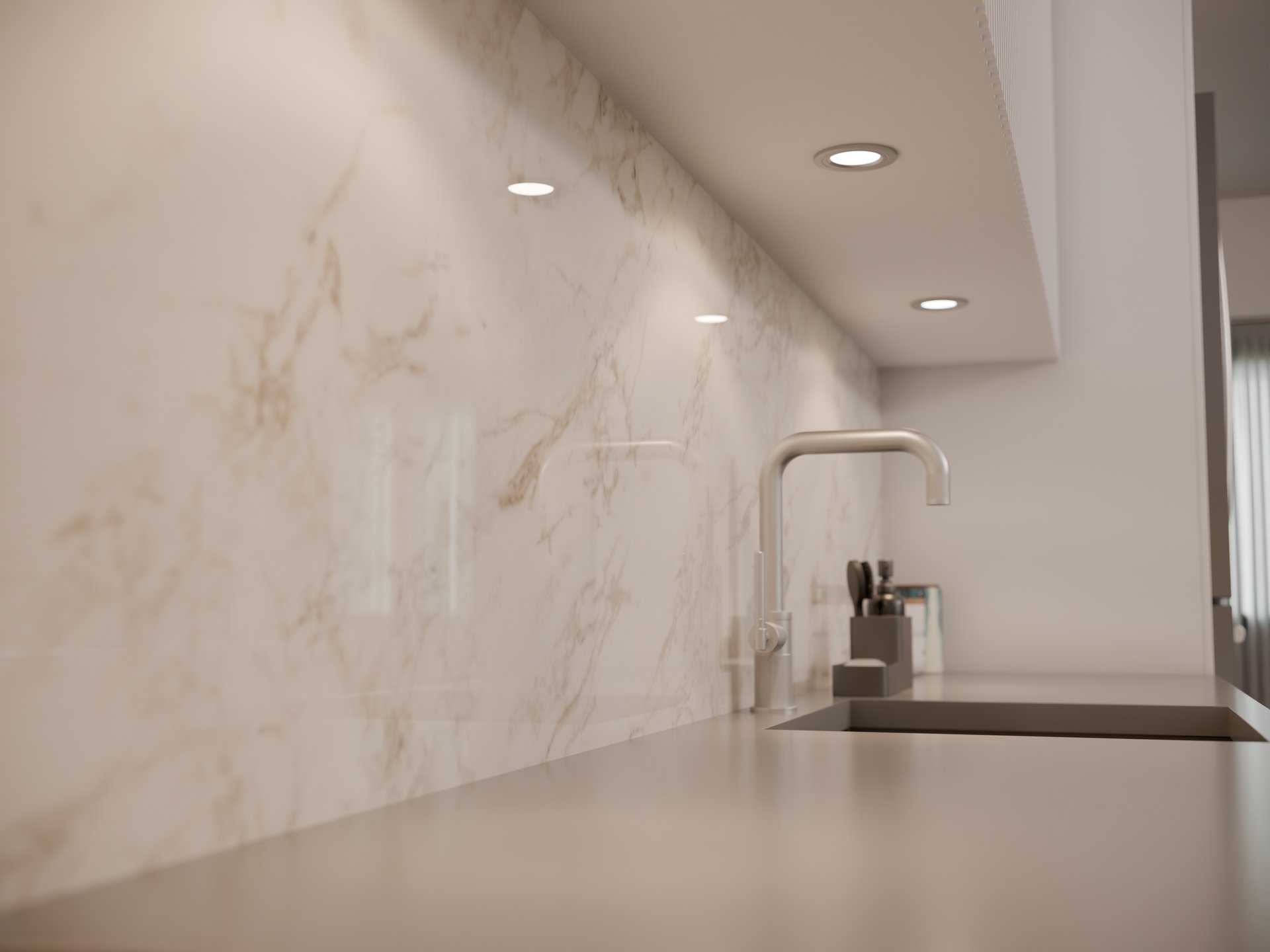 Plan de travail stratifié sur mesure Sofema avec évier et robinet intégré