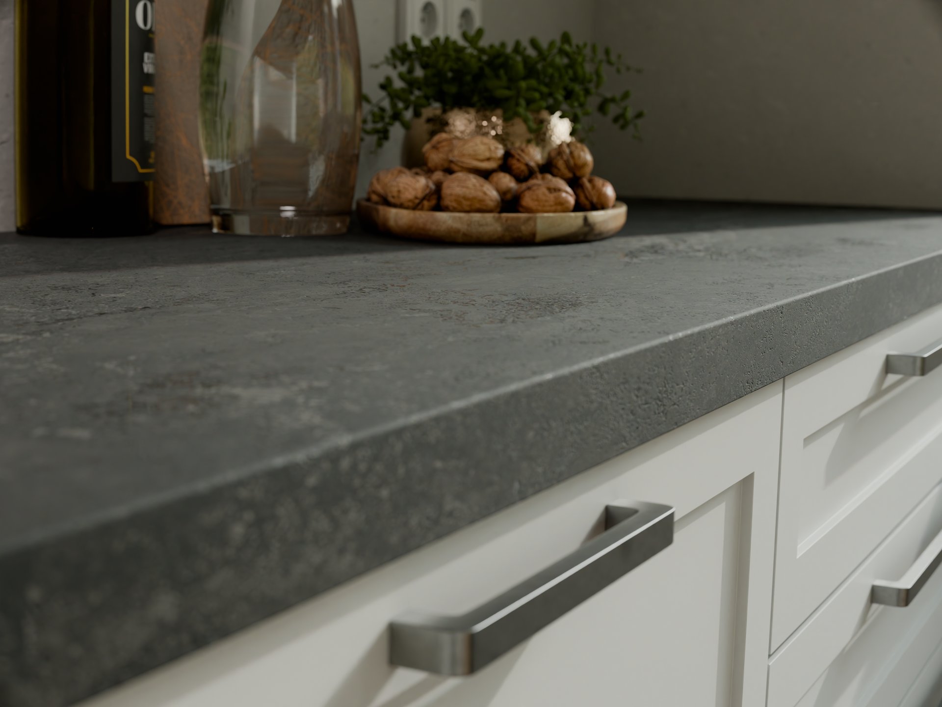 Plan de travail stratifié sur mesure Sofema en finition grise.