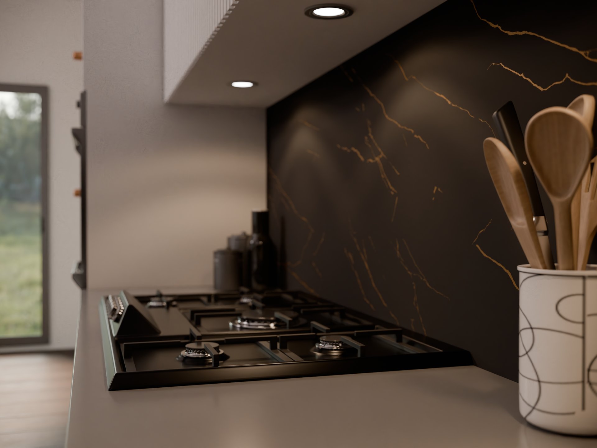 Plan de travail stratifié sur mesure Sofema avec plaque de cuisson intégrée