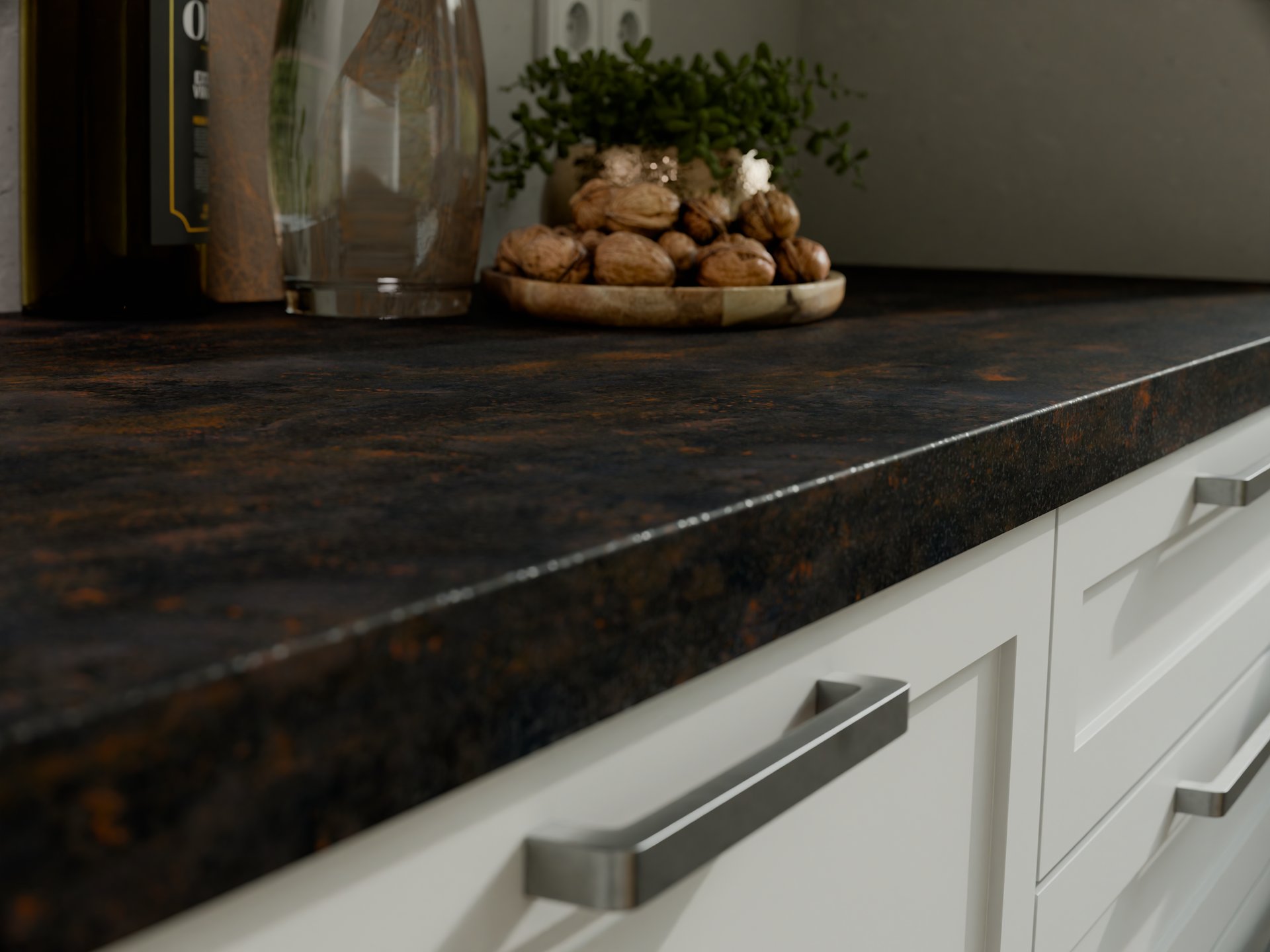 Plan de travail stratifié sur mesure, fabriqué par Sofema.