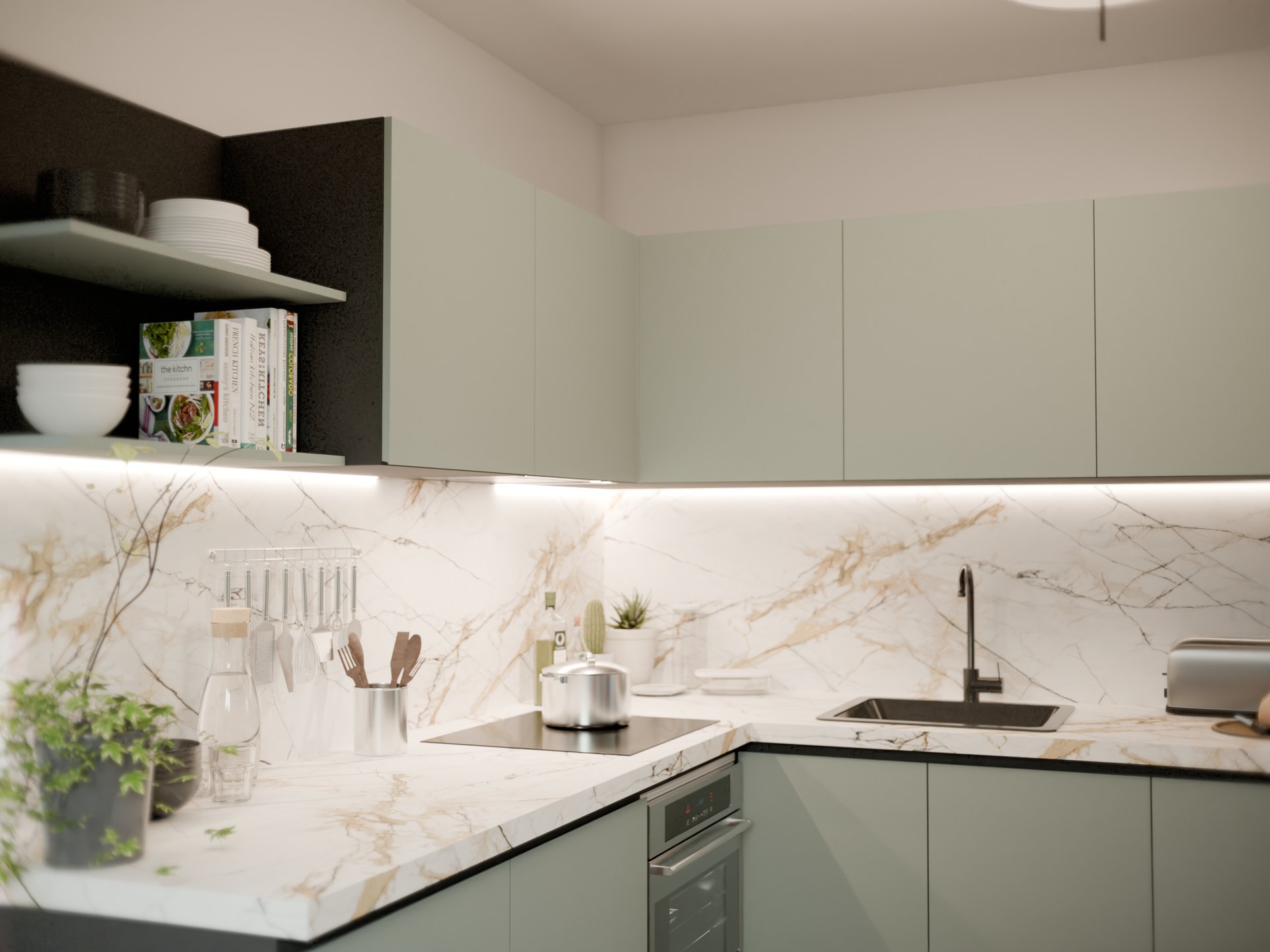 Cuisine moderne avec plan de travail stratifié sur mesure par Sofema