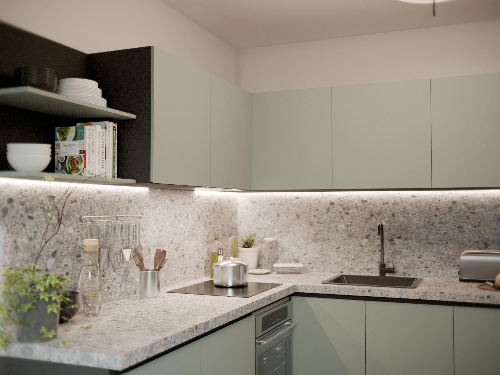 Cuisine moderne avec plan de travail stratifié sur mesure par Sofema