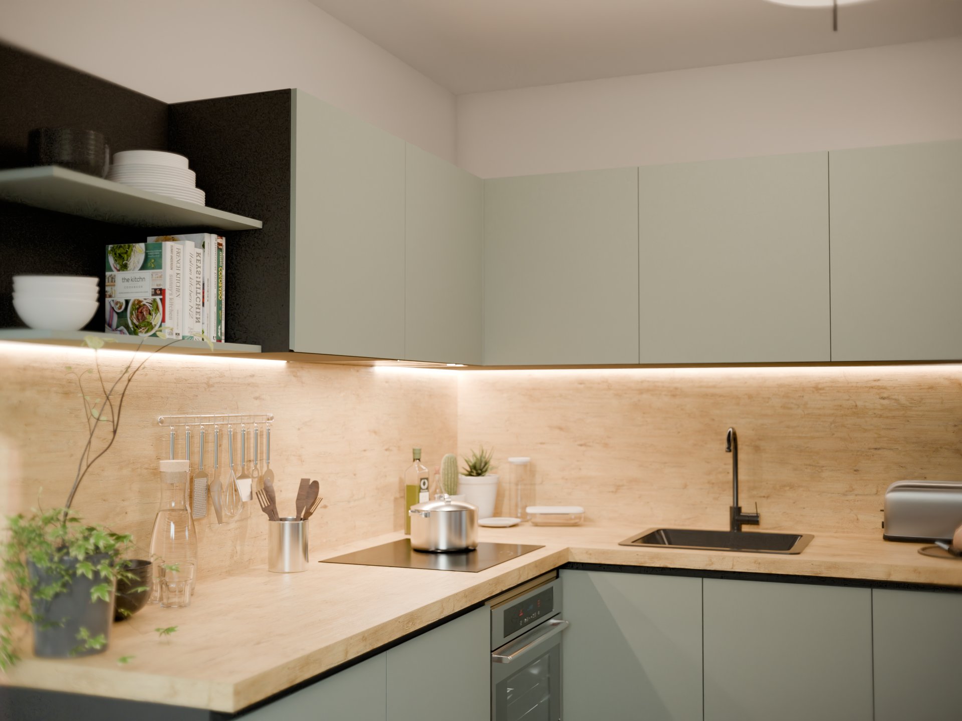 Cuisine moderne avec plan de travail stratifié sur mesure par Sofema, éléments