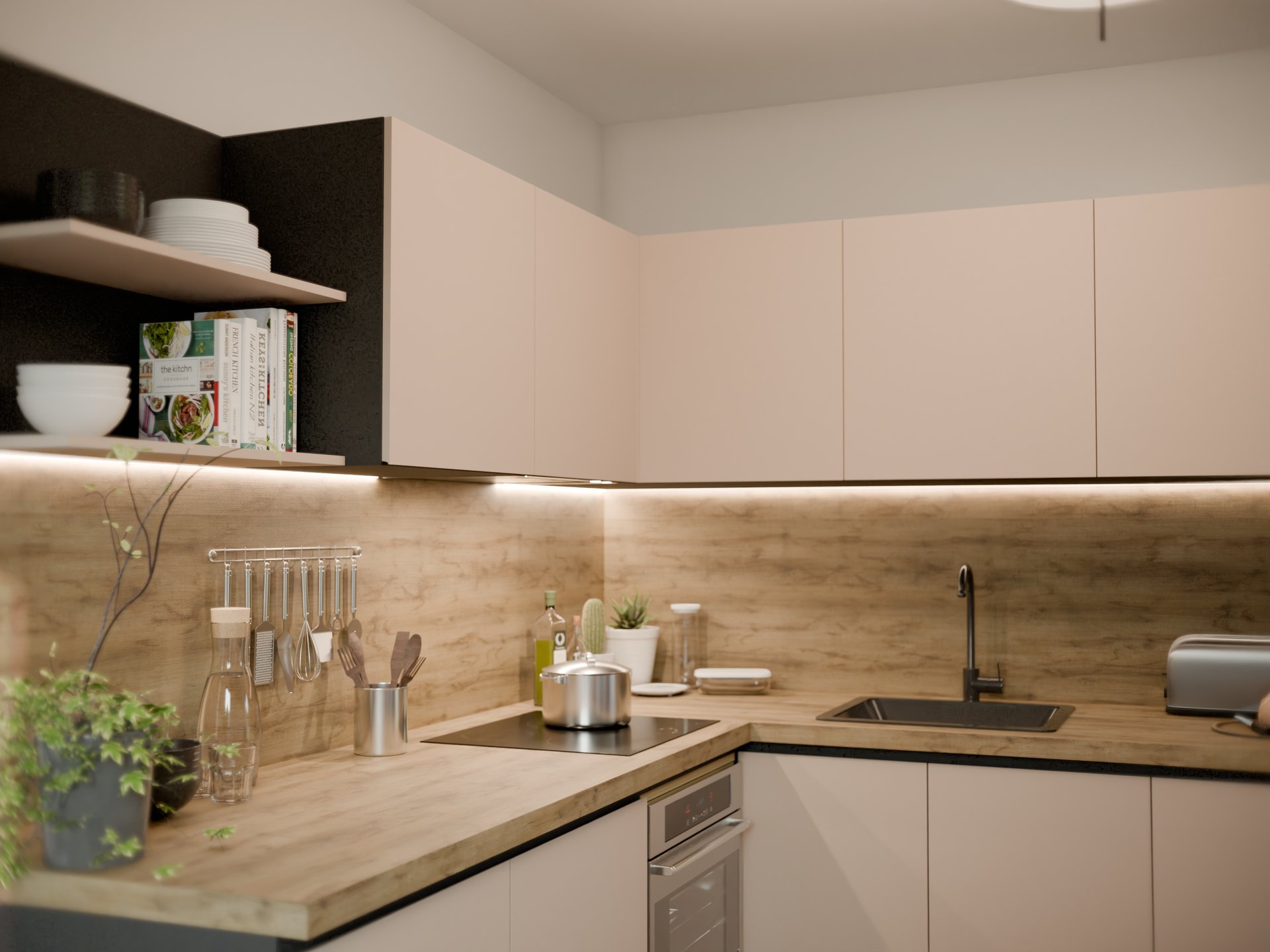 Cuisine moderne avec plan de travail stratifié sur mesure par Sofema