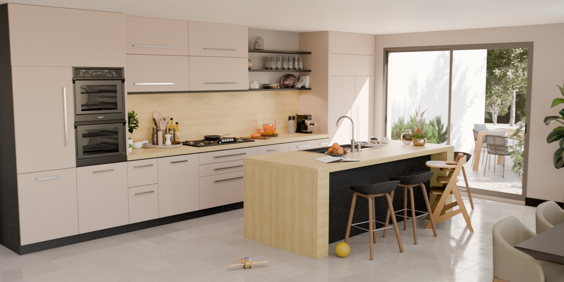 Cuisine moderne avec plan de travail stratifié sur mesure par Sofema