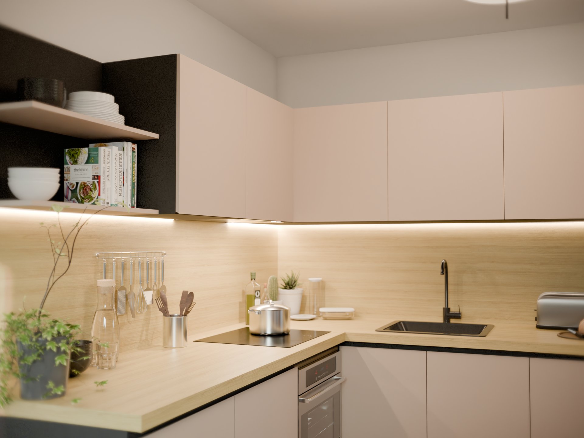 Cuisine moderne avec plan de travail stratifié sur mesure de Sofema