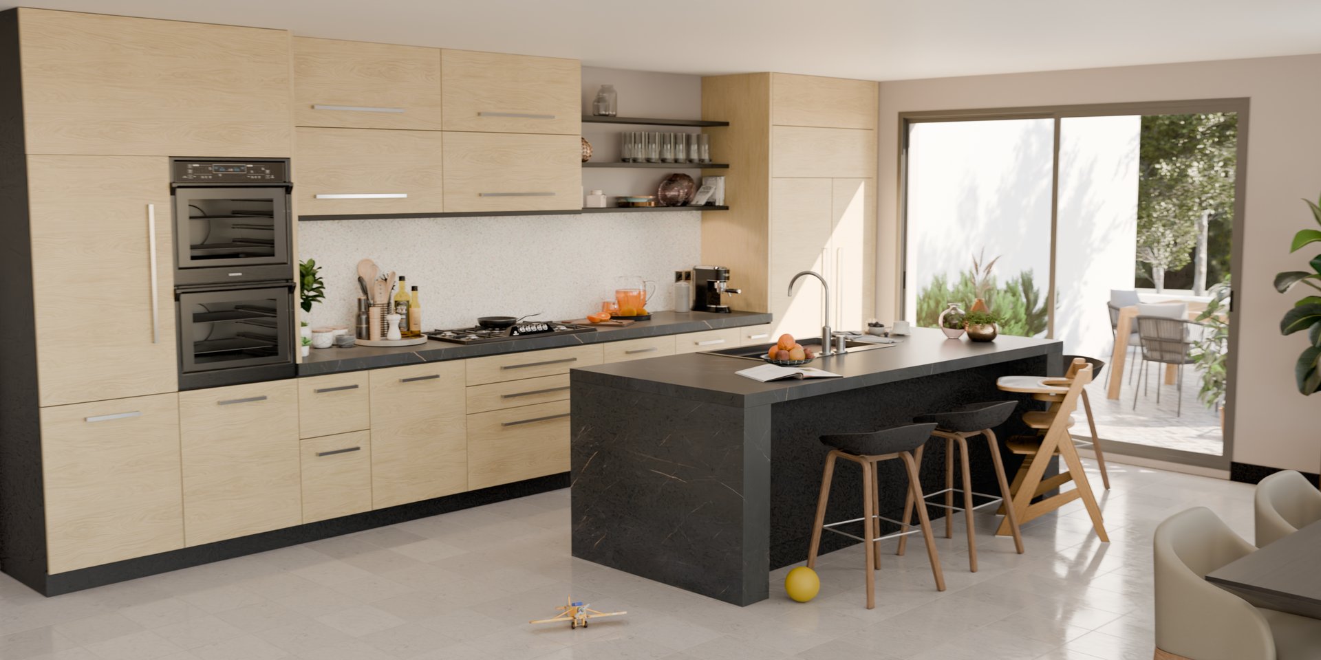 Cuisine moderne avec plan de travail stratifié sur mesure par Sofema, îlot