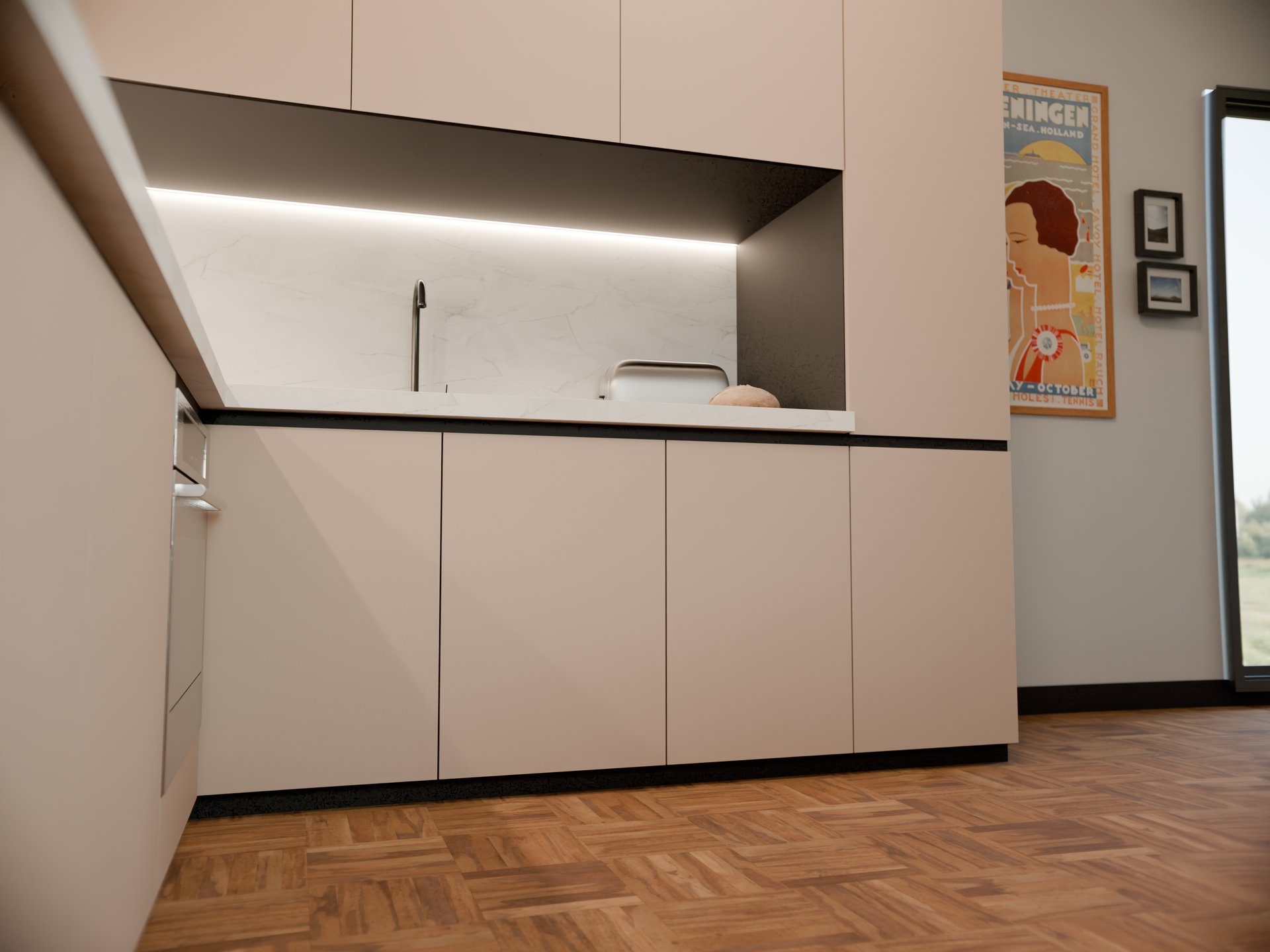 Plan de travail stratifié sur mesure de Sofema avec lumières intégrées