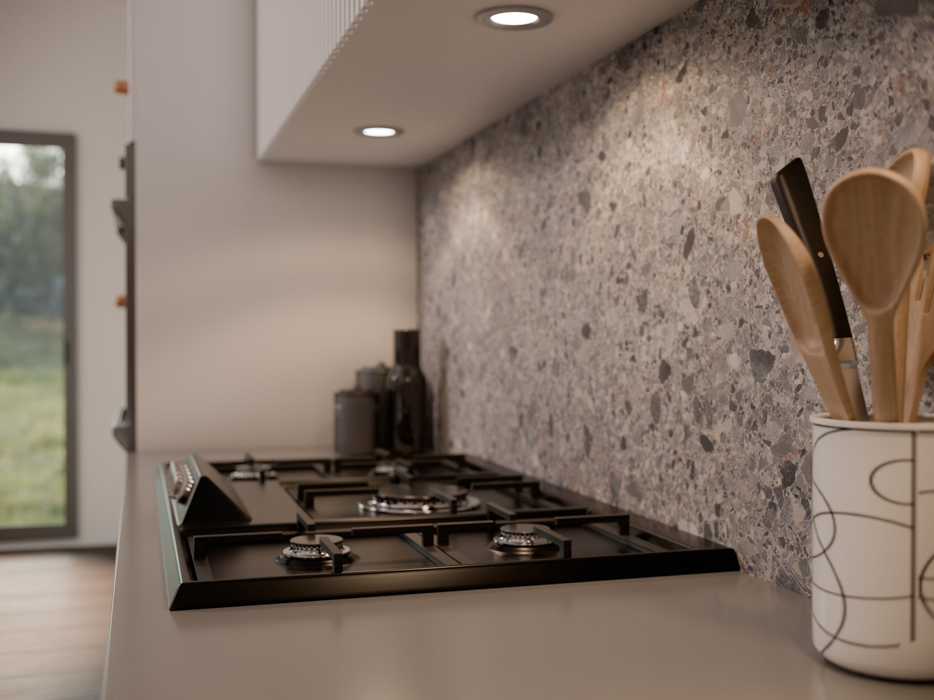 Plan de travail stratifié sur mesure Sofema avec plaque de cuisson gaz