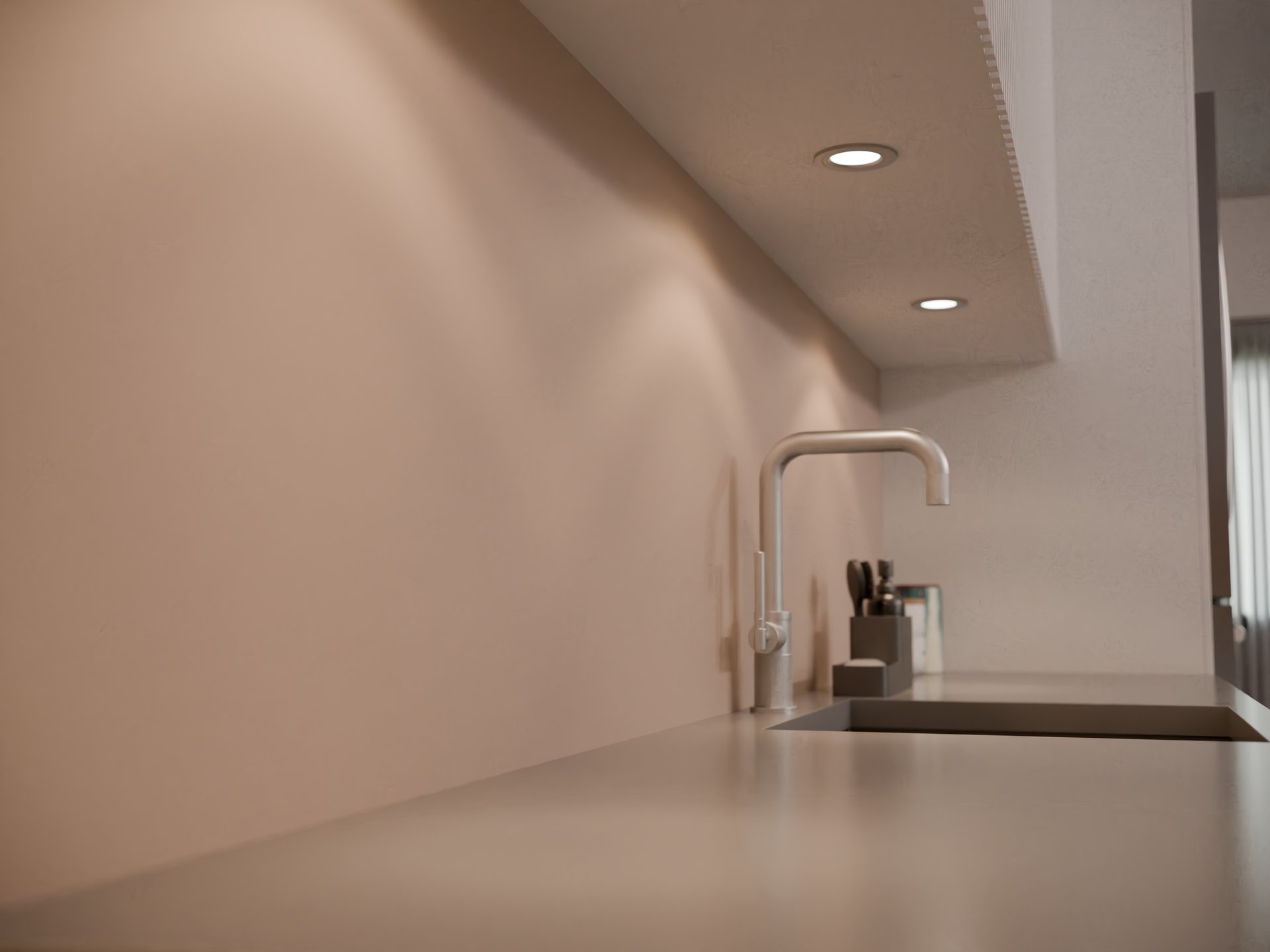 Plan de travail stratifié sur mesure Sofema avec évier et robinet intégré