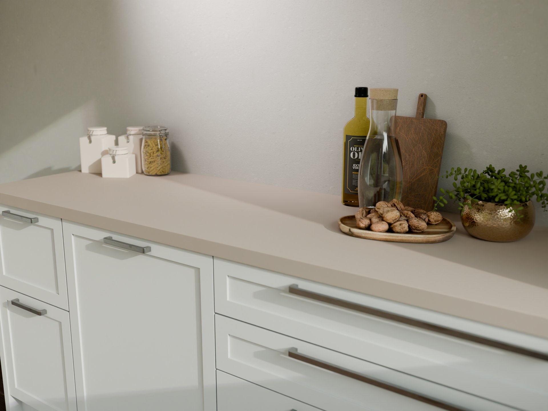 Plan de travail stratifié sur mesure de Sofema avec décoration élégante.