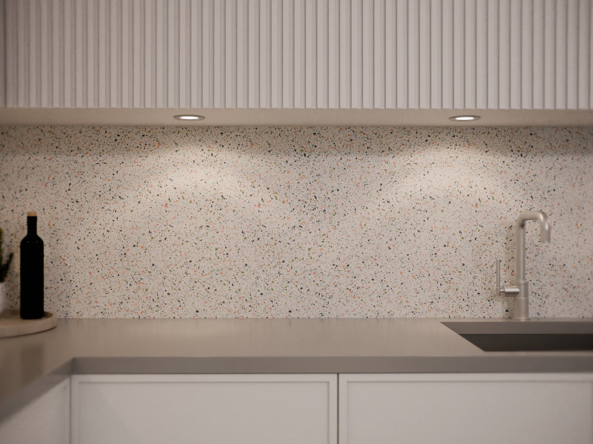 Plan de travail stratifié sur mesure Sofema avec évier et robinet