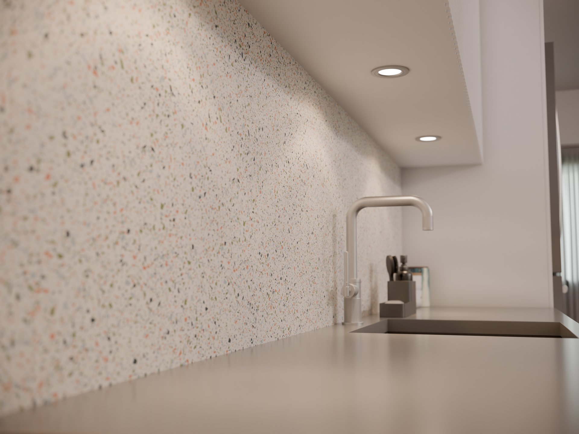 Plan de travail stratifié sur mesure Sofema avec évier et robinet intégré