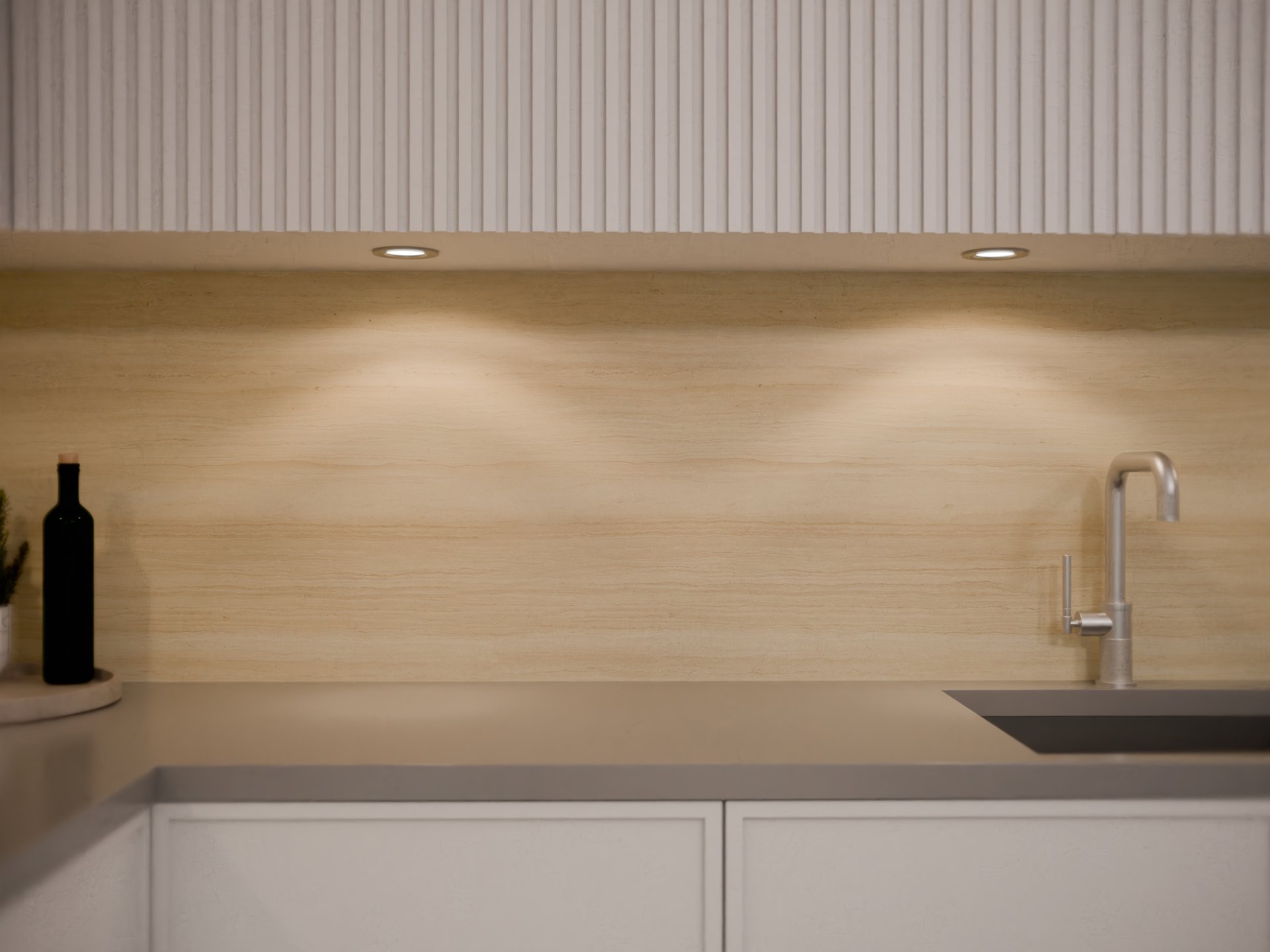 Plan de travail stratifié sur mesure Sofema avec évier et robinet intégré